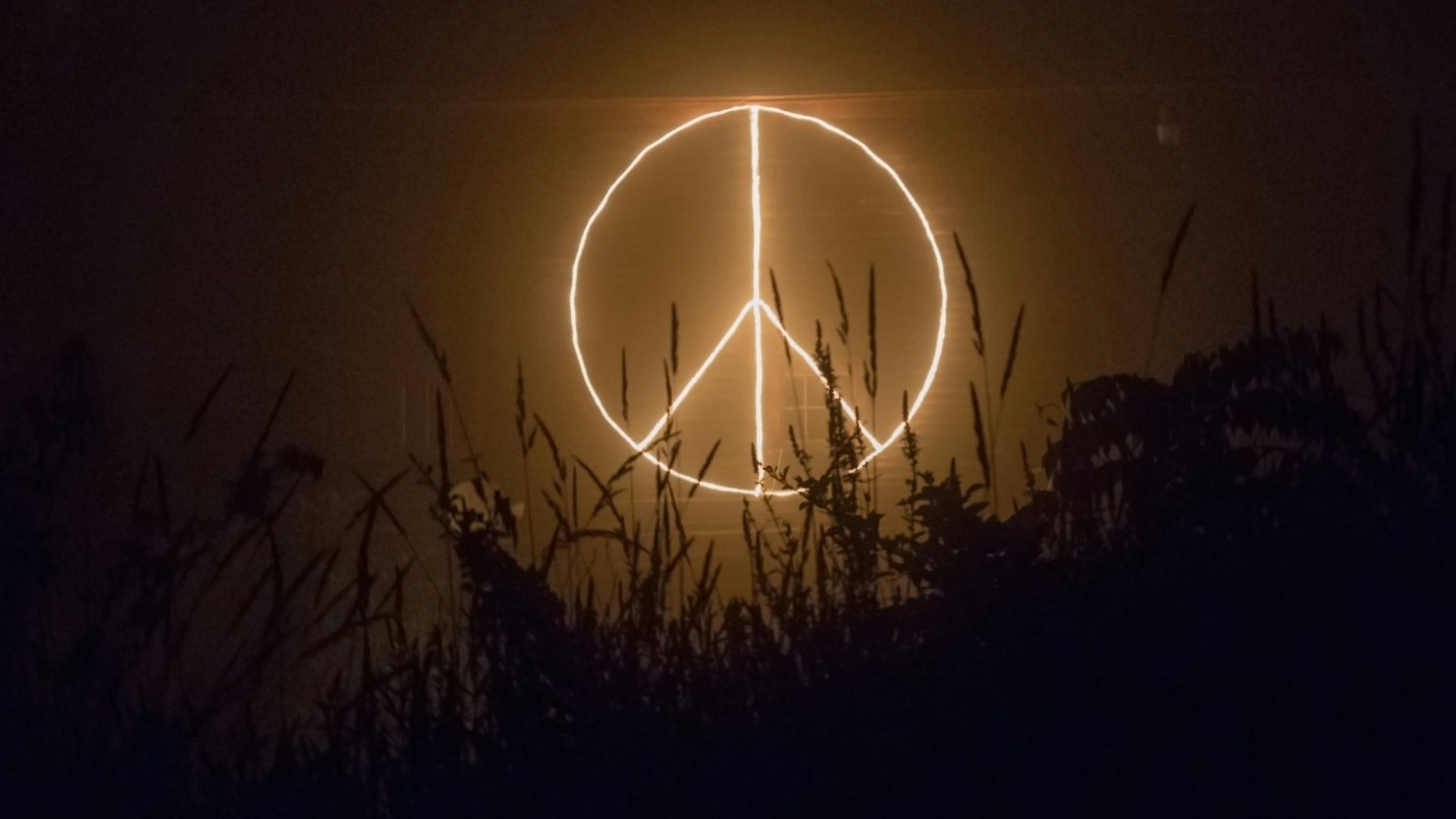 Peace sign logo neon signage