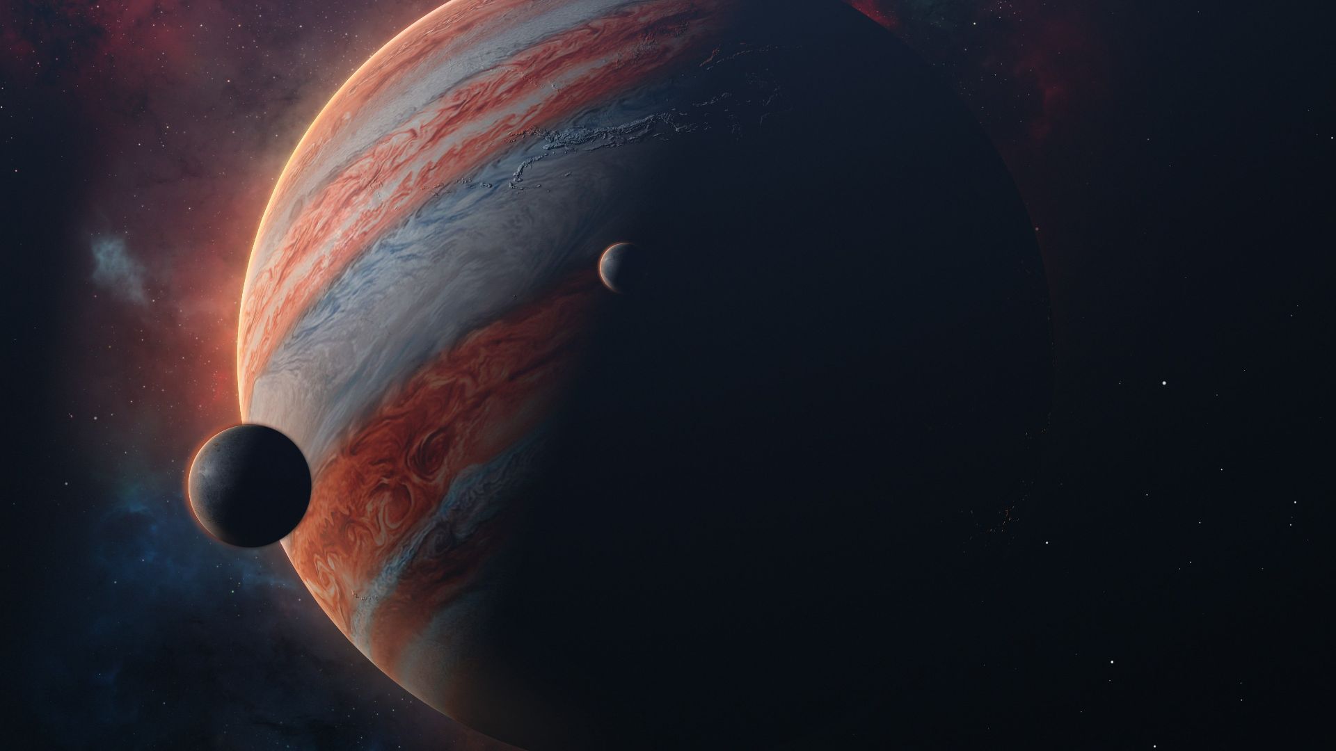 an artist's rendering of a planet with two planets in the background