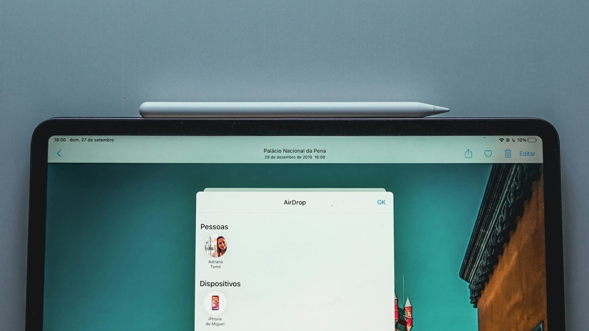 silver ipad on white table