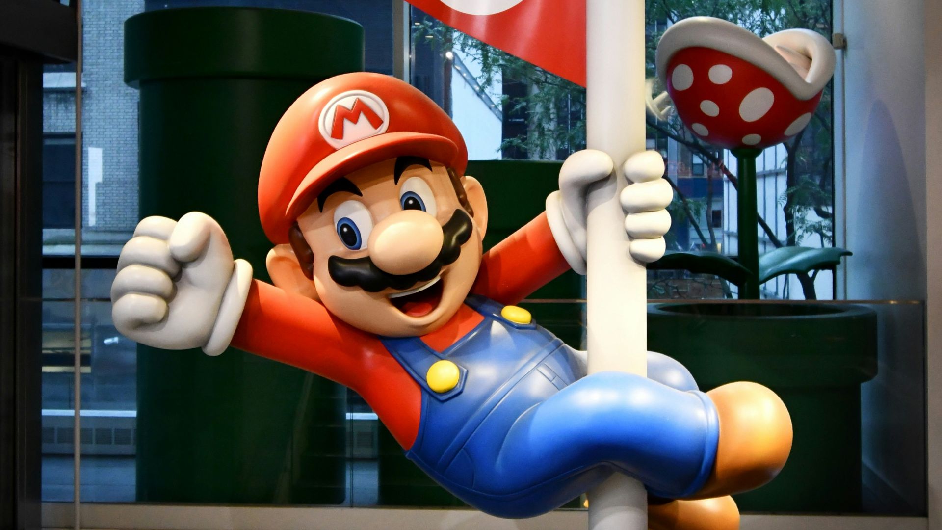 super mario holding m ms candy cane