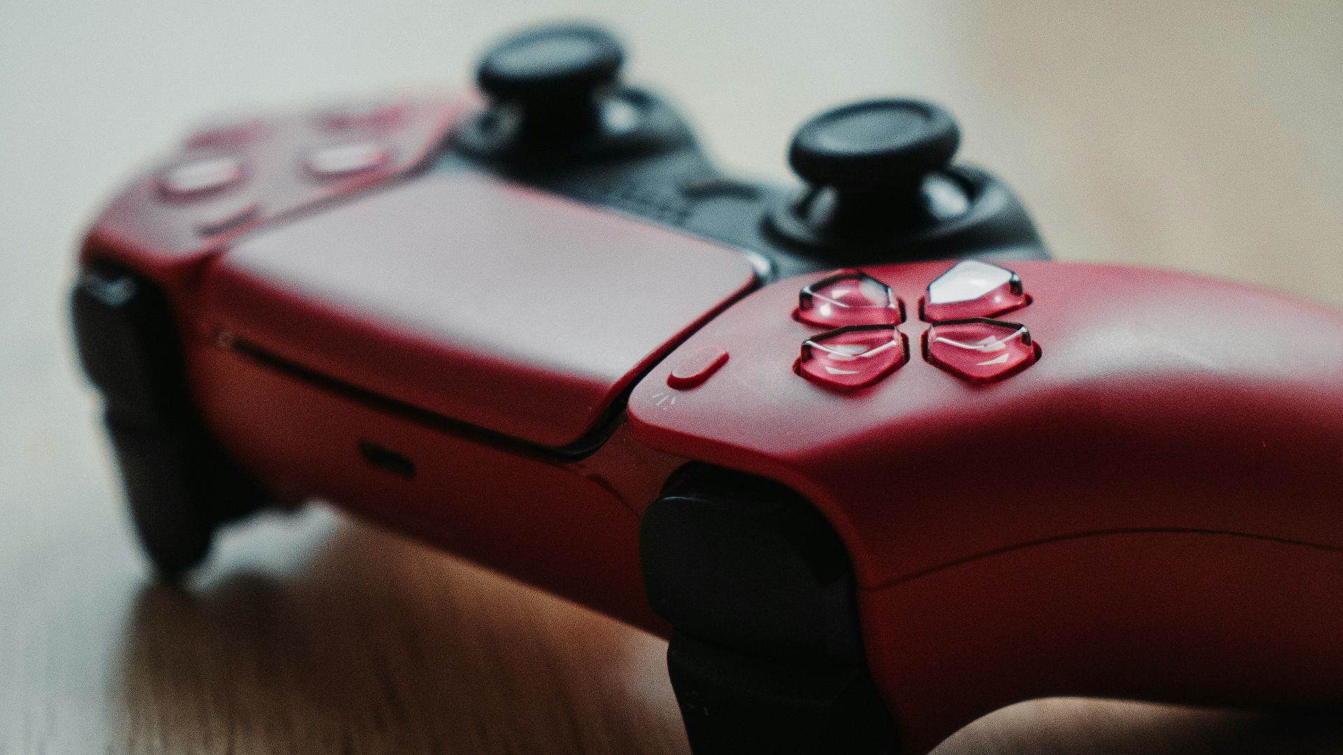 a close up of a video game controller on a table