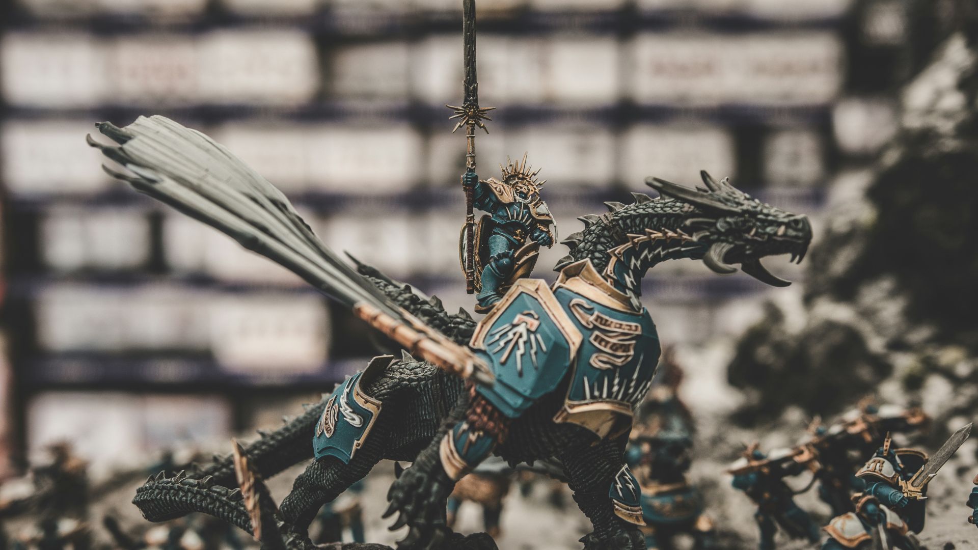 photo of knight riding dragon action figure