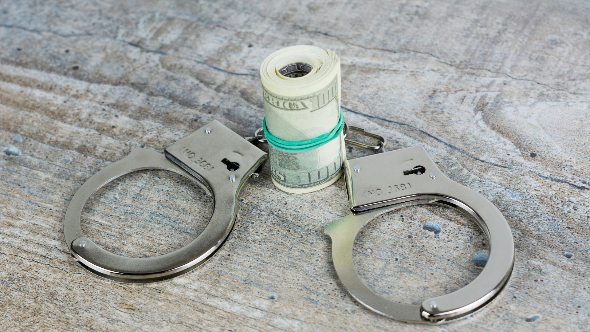 a pair of scissors and a roll of money on a table