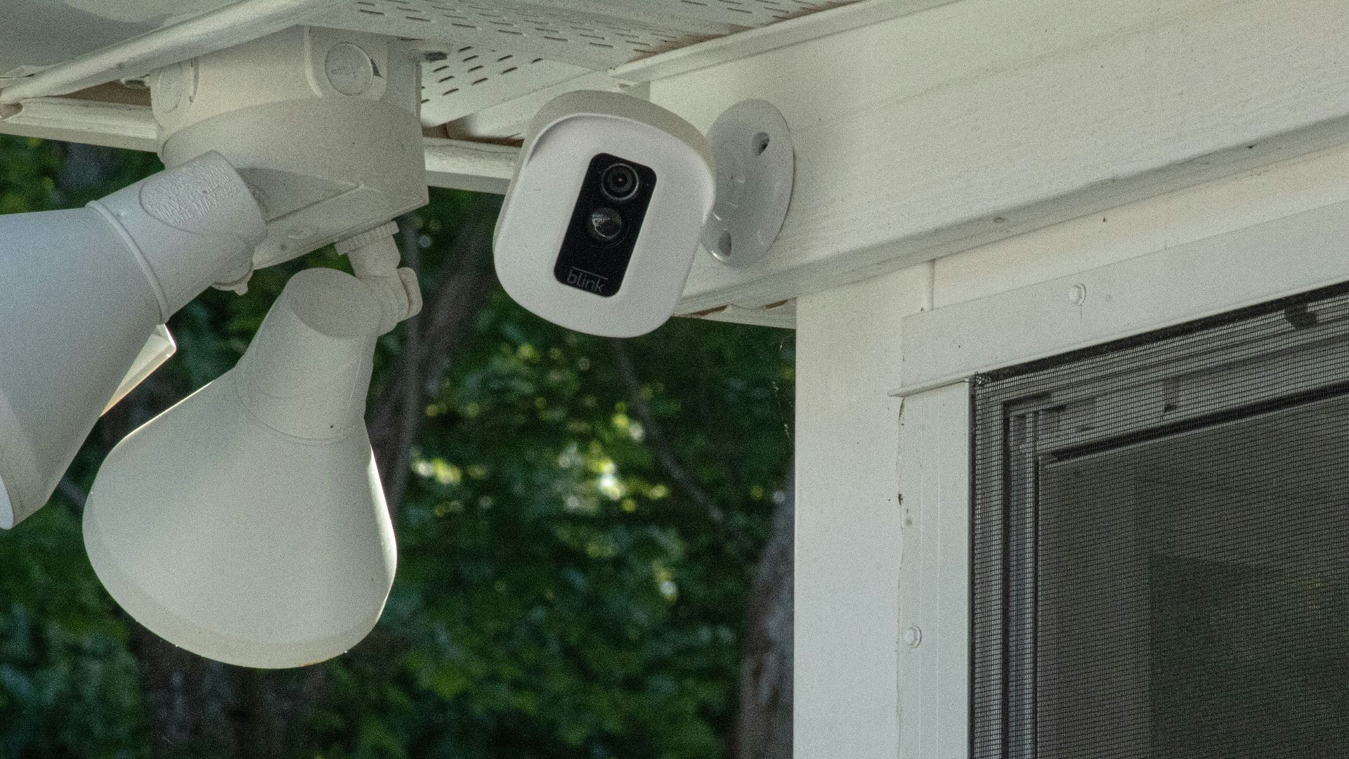 white and black security camera