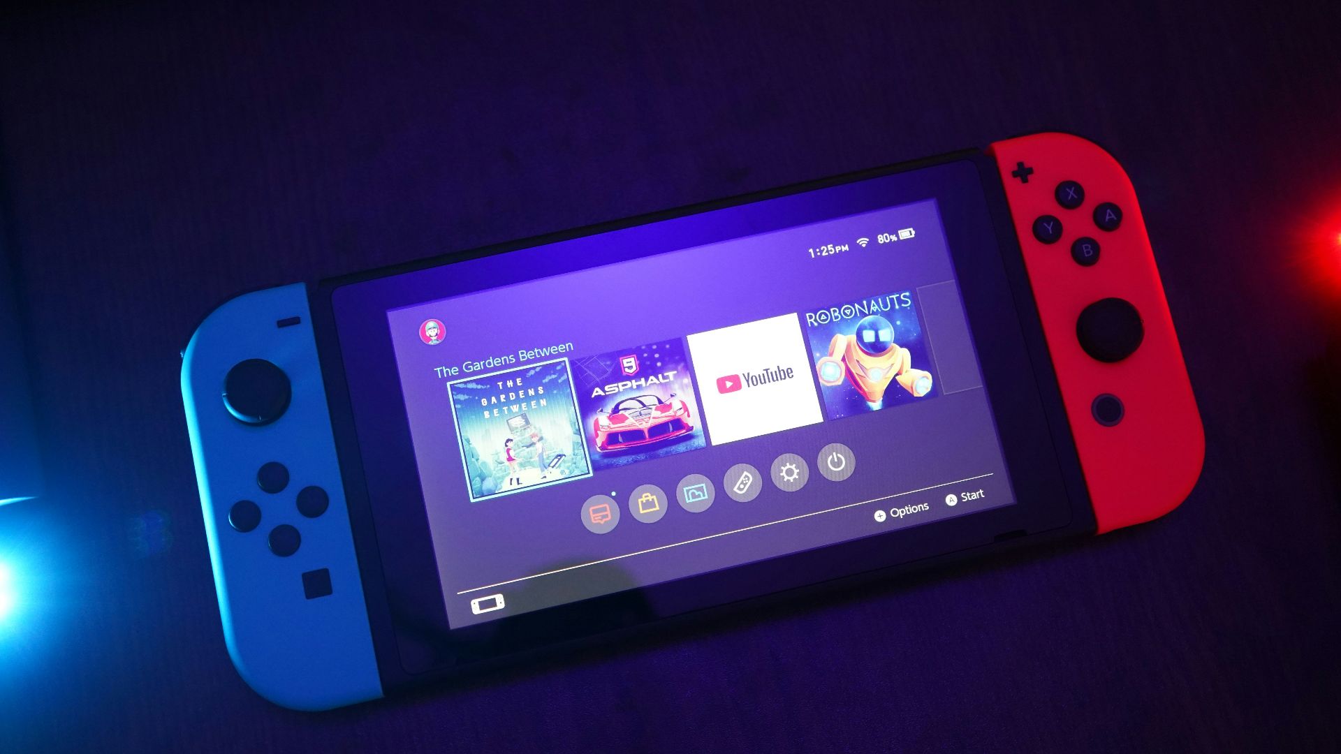 Nintendo Switch console turned on with Joy-Con controls