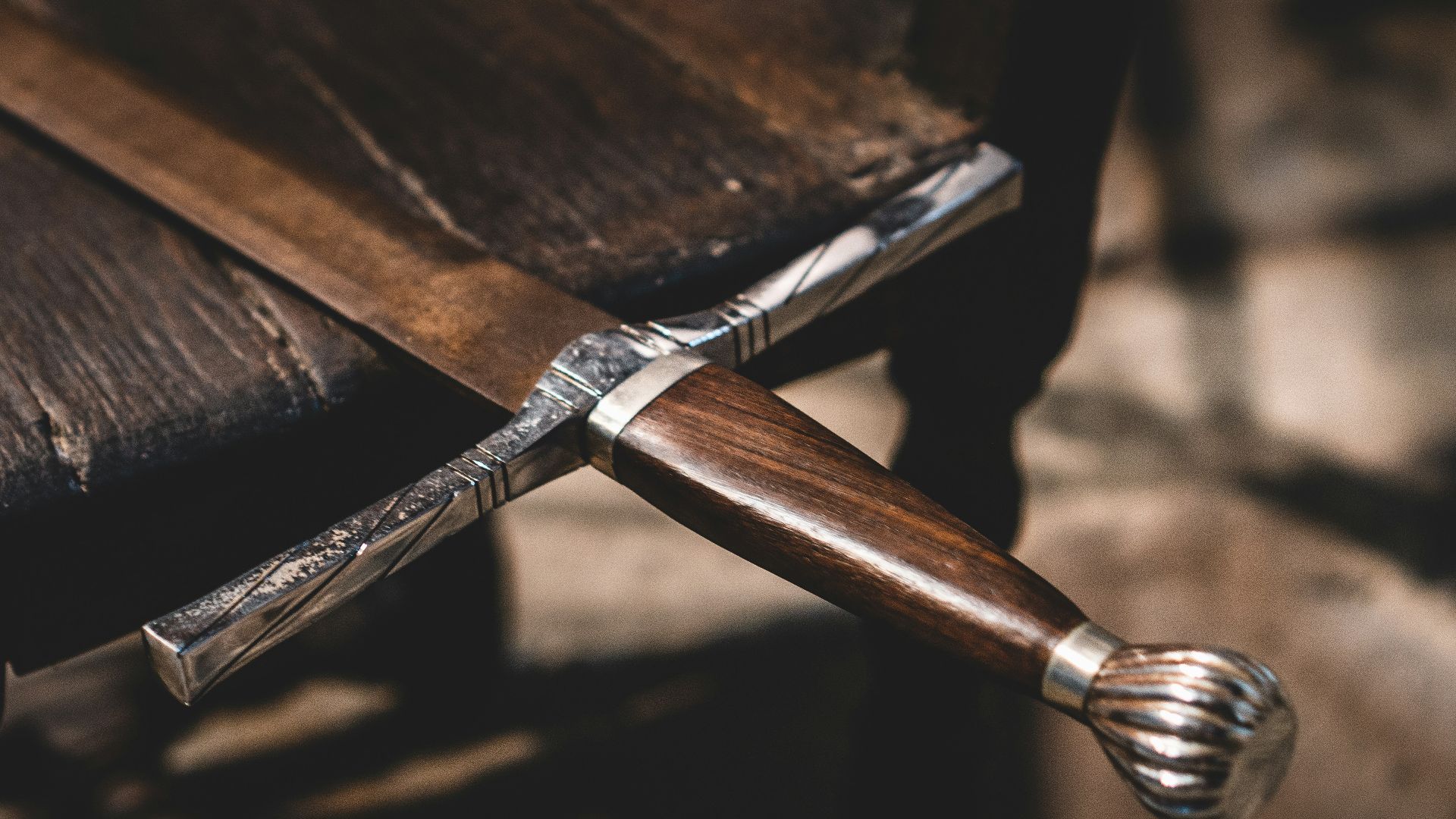 brown wooden handle bar on brown wooden table