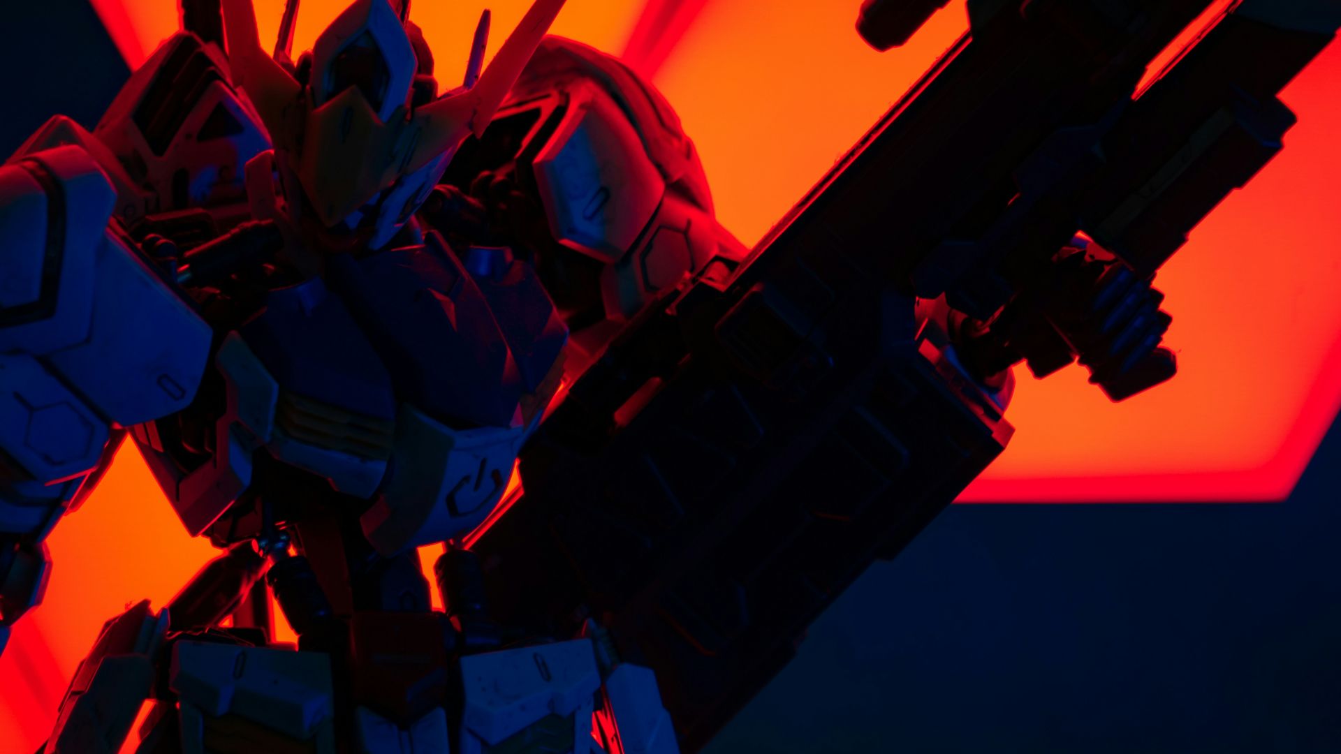 a robot that is standing in the dark