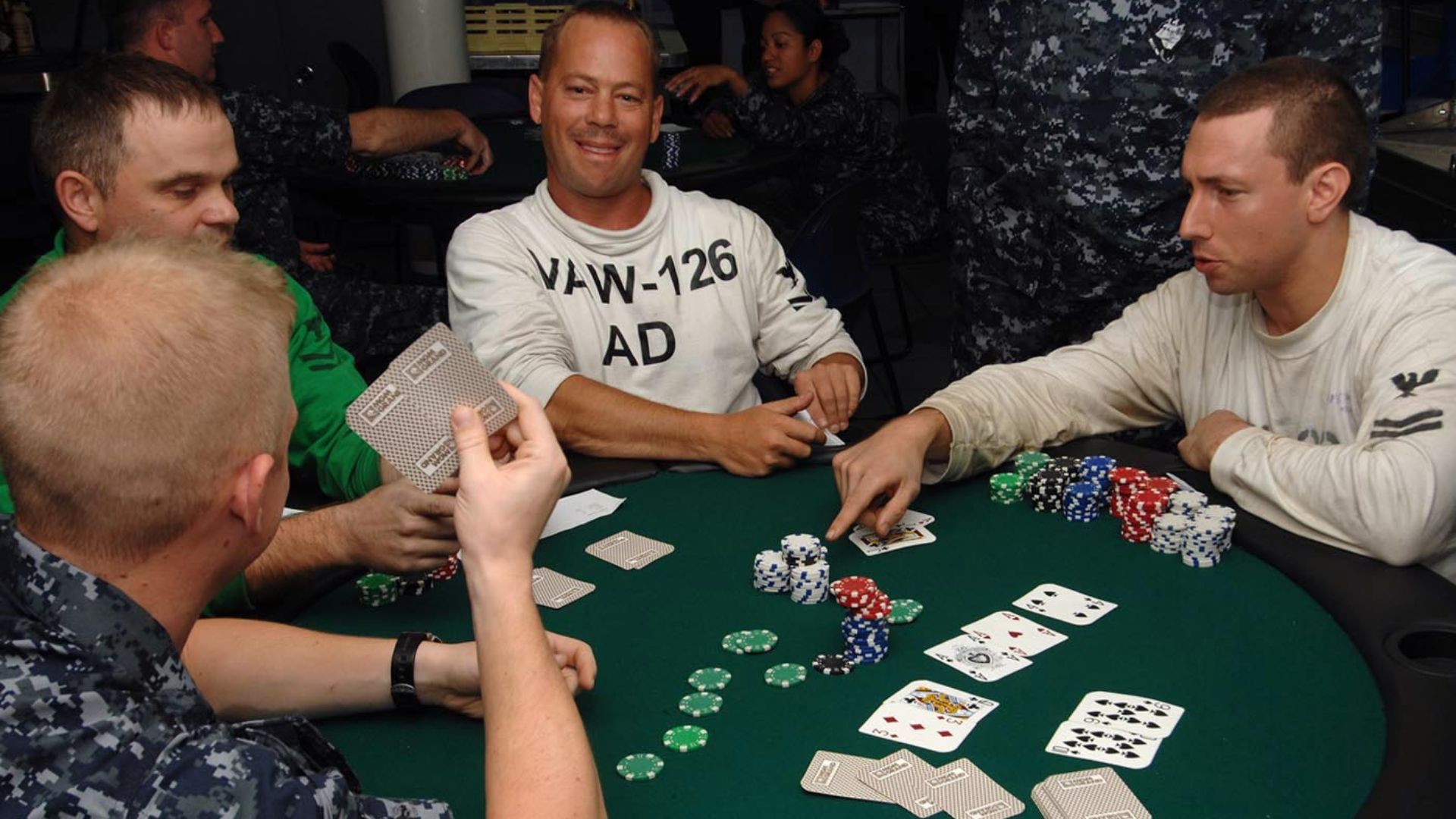 File:US Navy 090620-N-2798F-033 Sailors assigned to the aircraft carrier USS Harry S. Truman (CVN 75) and Carrier Air Wing (CVW) 3 compete in a Texas Hold 'Em Poker tournament aboard Harry S. Truman.jpg