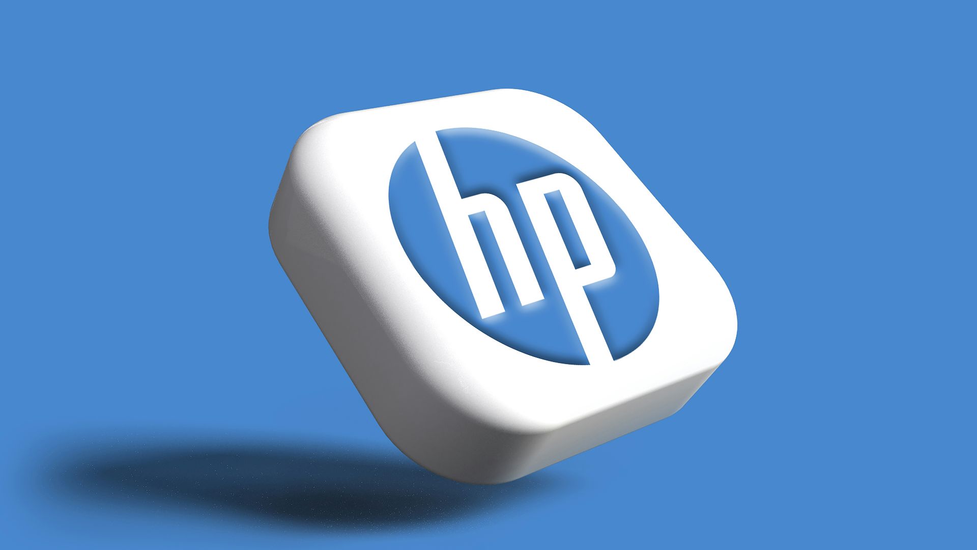 a white hp logo on a blue background