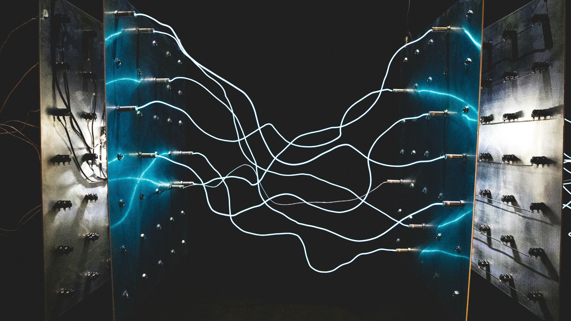 two square blue LED lights