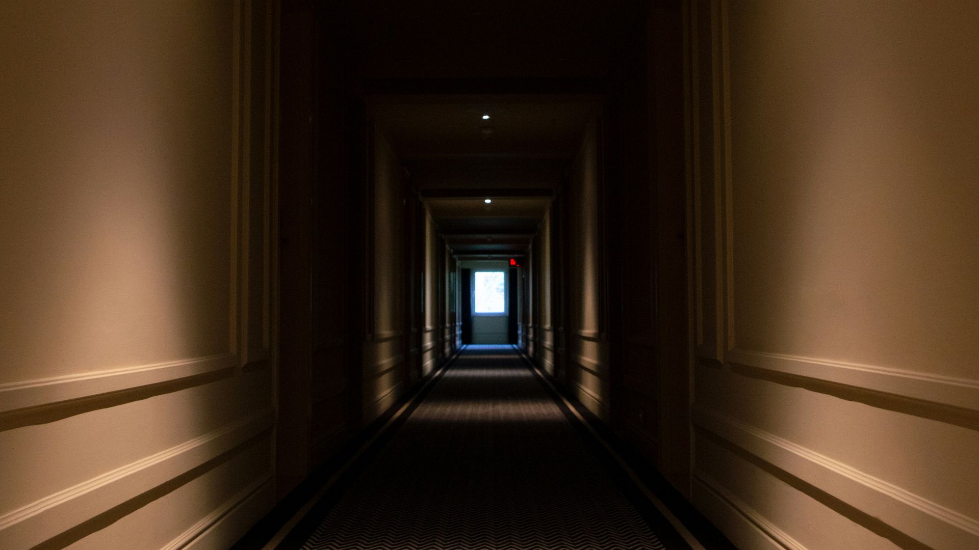 a hallway with a door