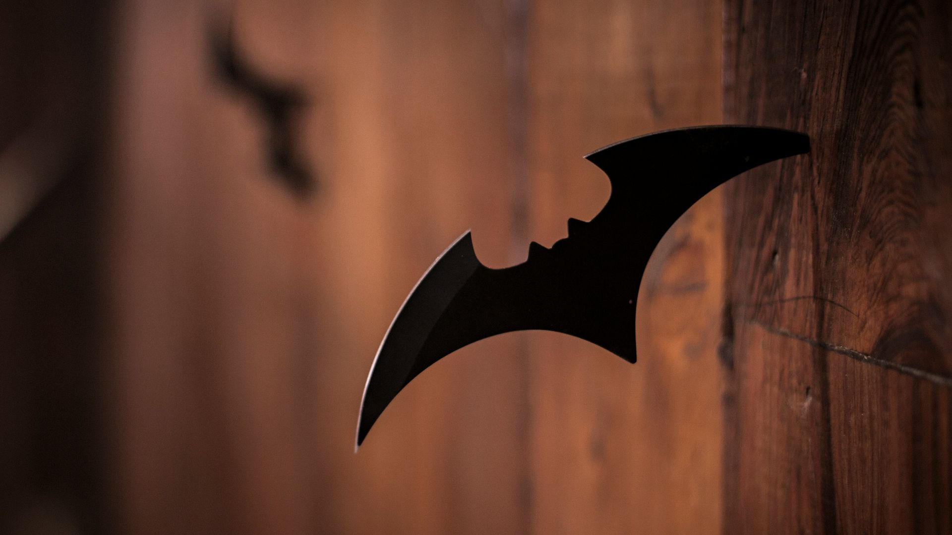 closeup photo of shuriken on wood