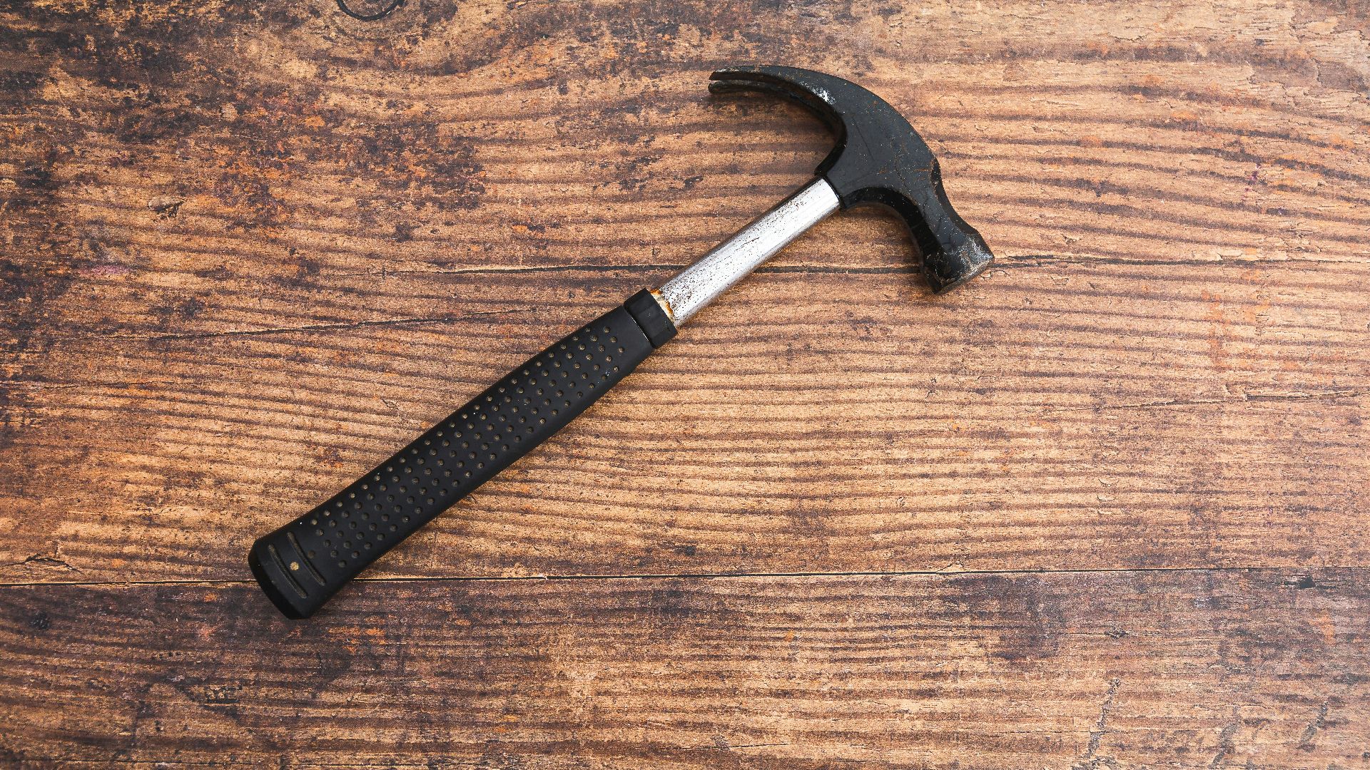 black handle on brown wooden table