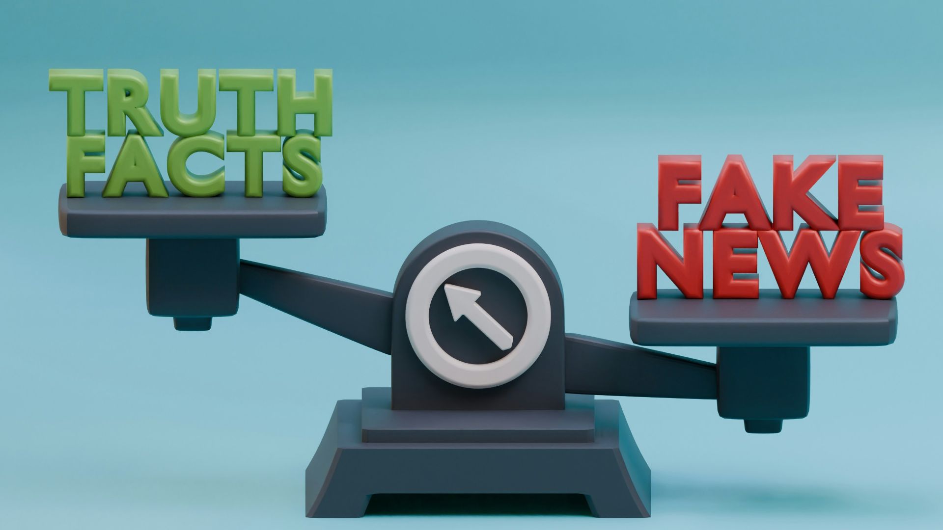 a scale with the words fake news on it