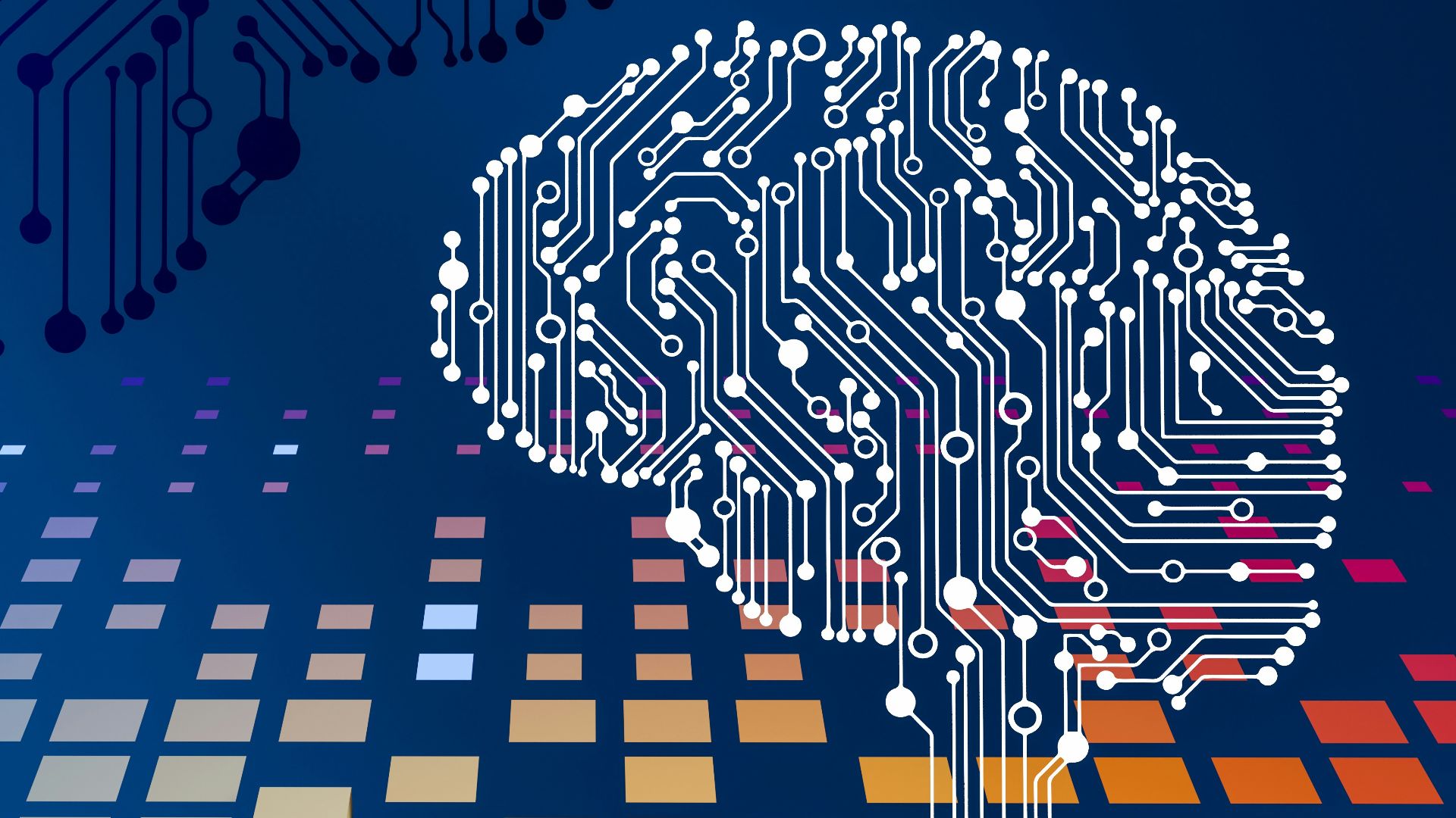 a computer circuit board with a brain on it