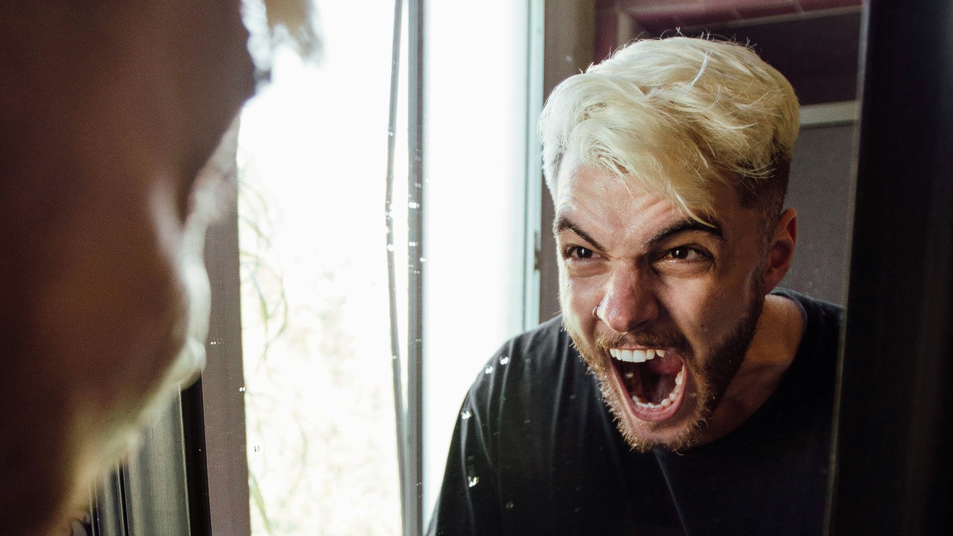 man in black crew neck shirt