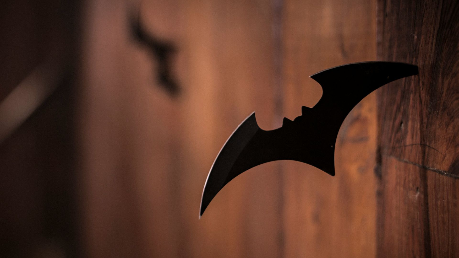 closeup photo of shuriken on wood