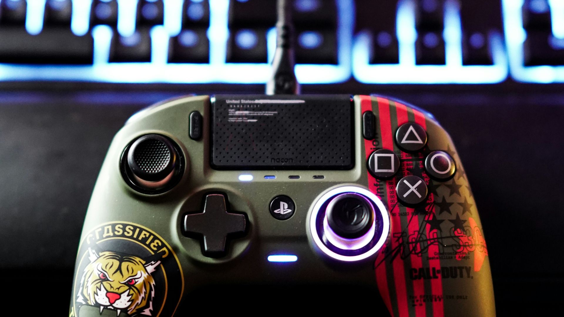 red and black game controller