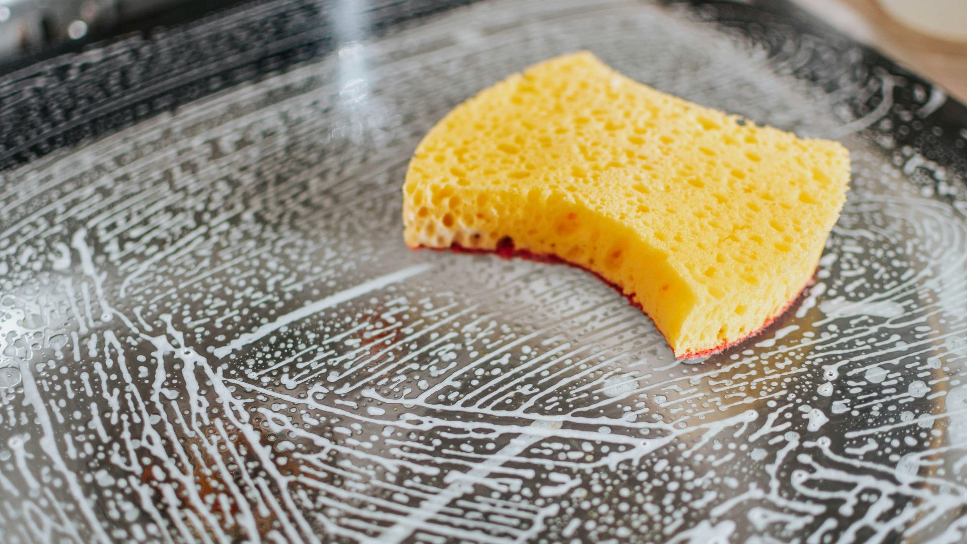 yellow powder on clear glass bowl
