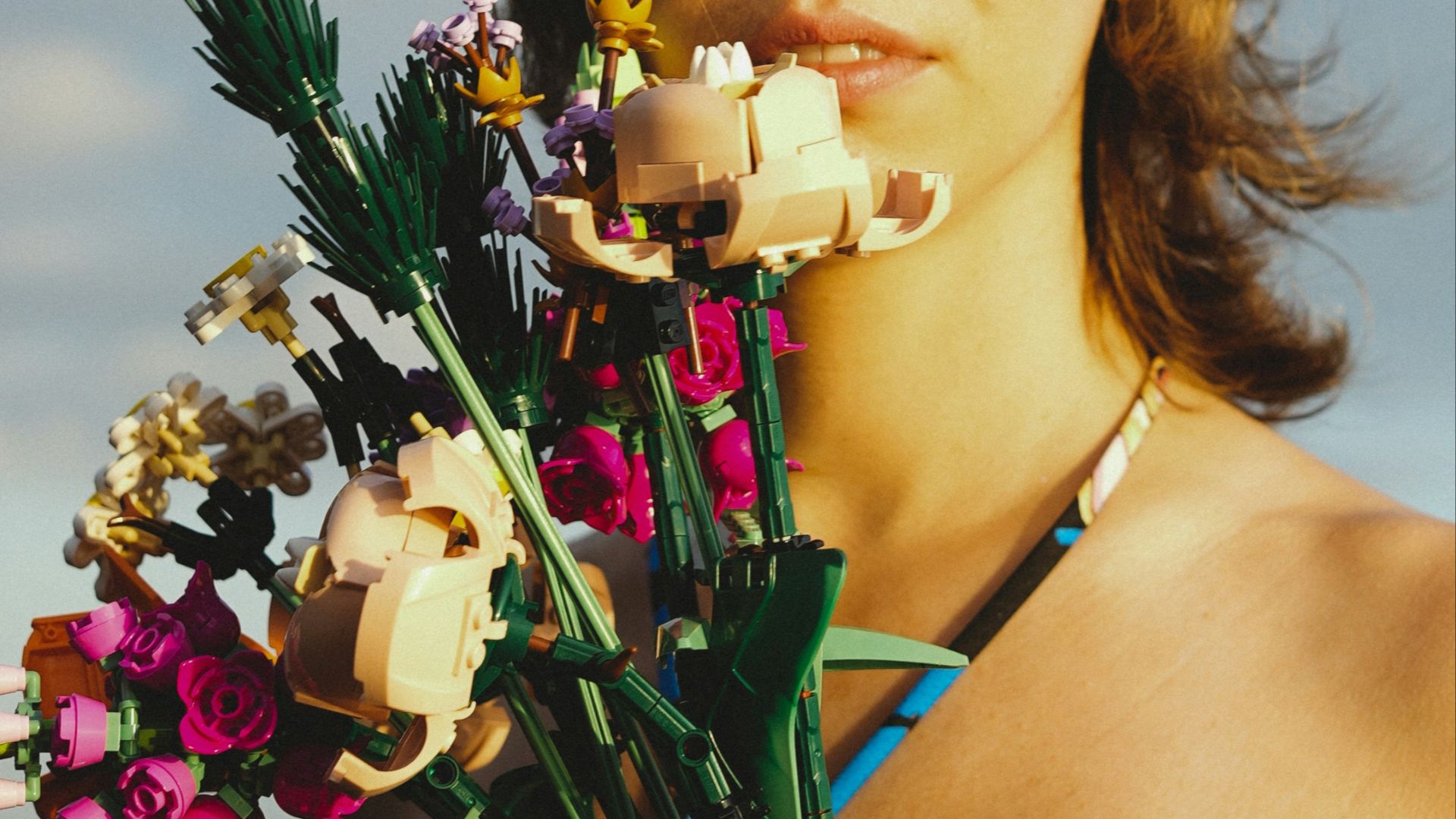 a person holding flowers