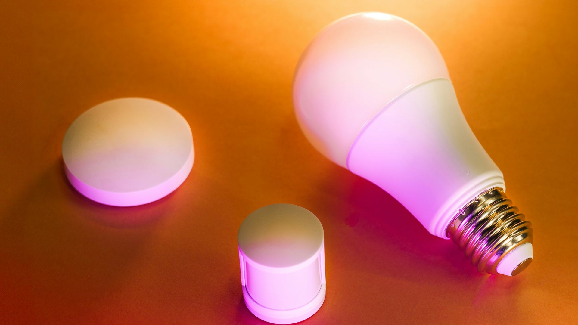 a close up of a light bulb on a table