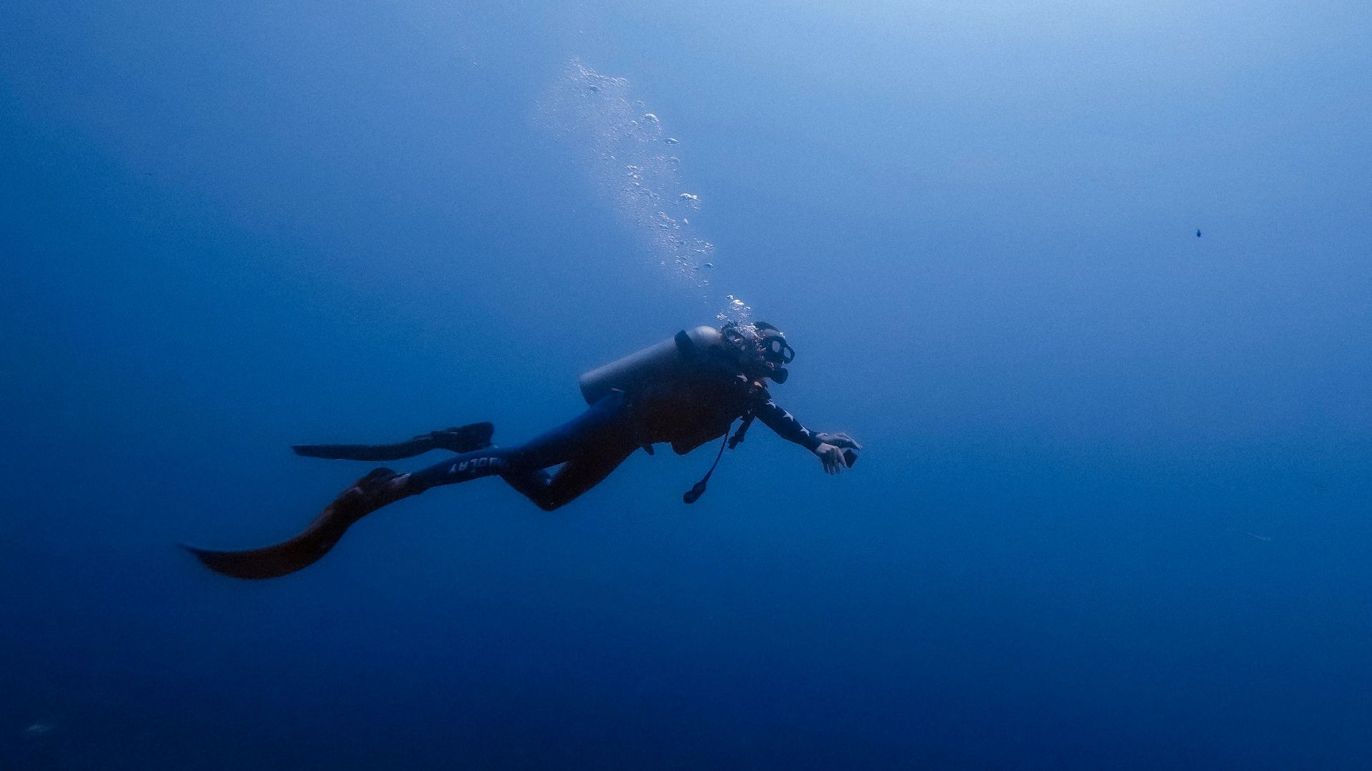 person swimming under water photography