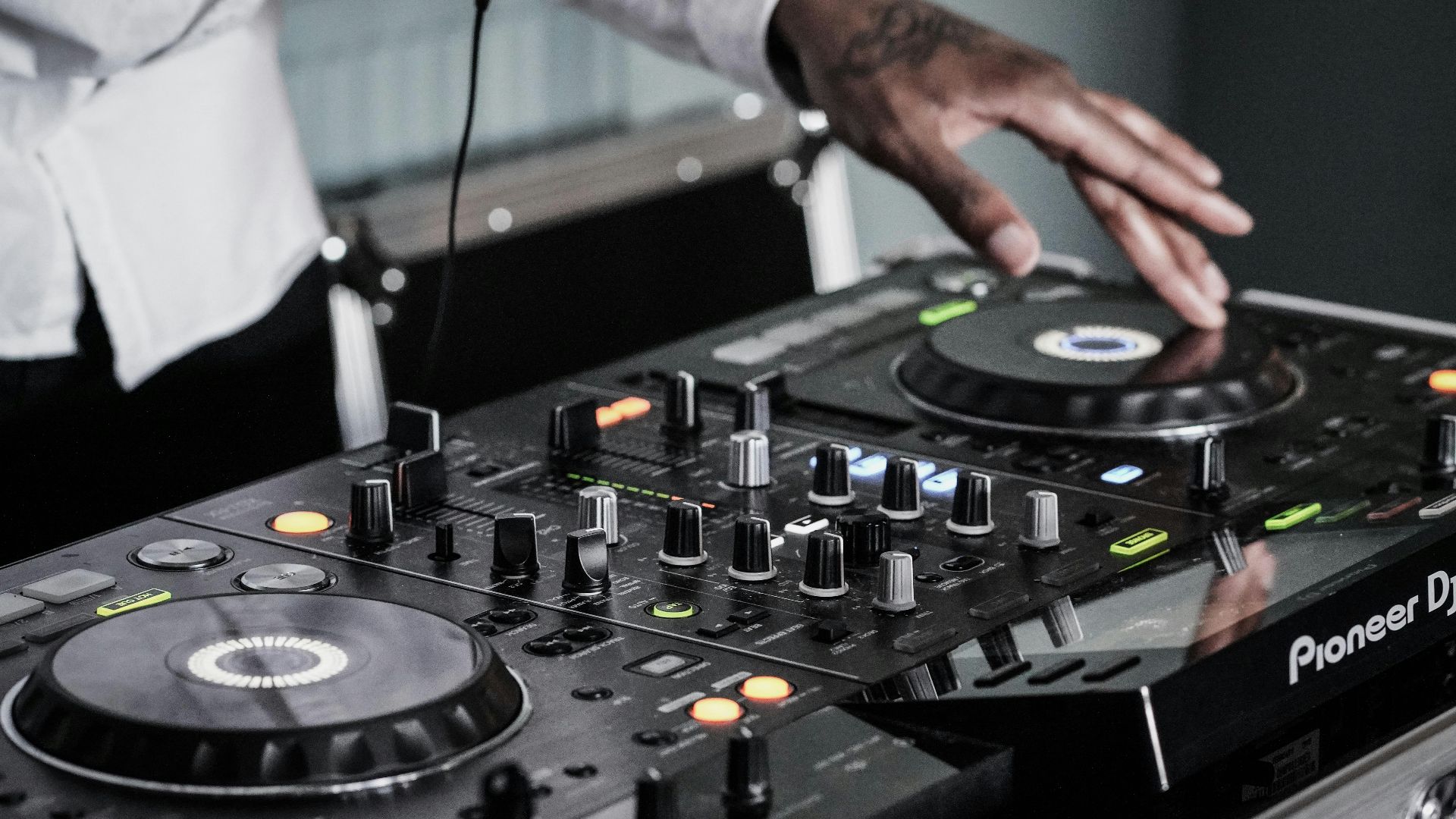 person touching black terminal mixer