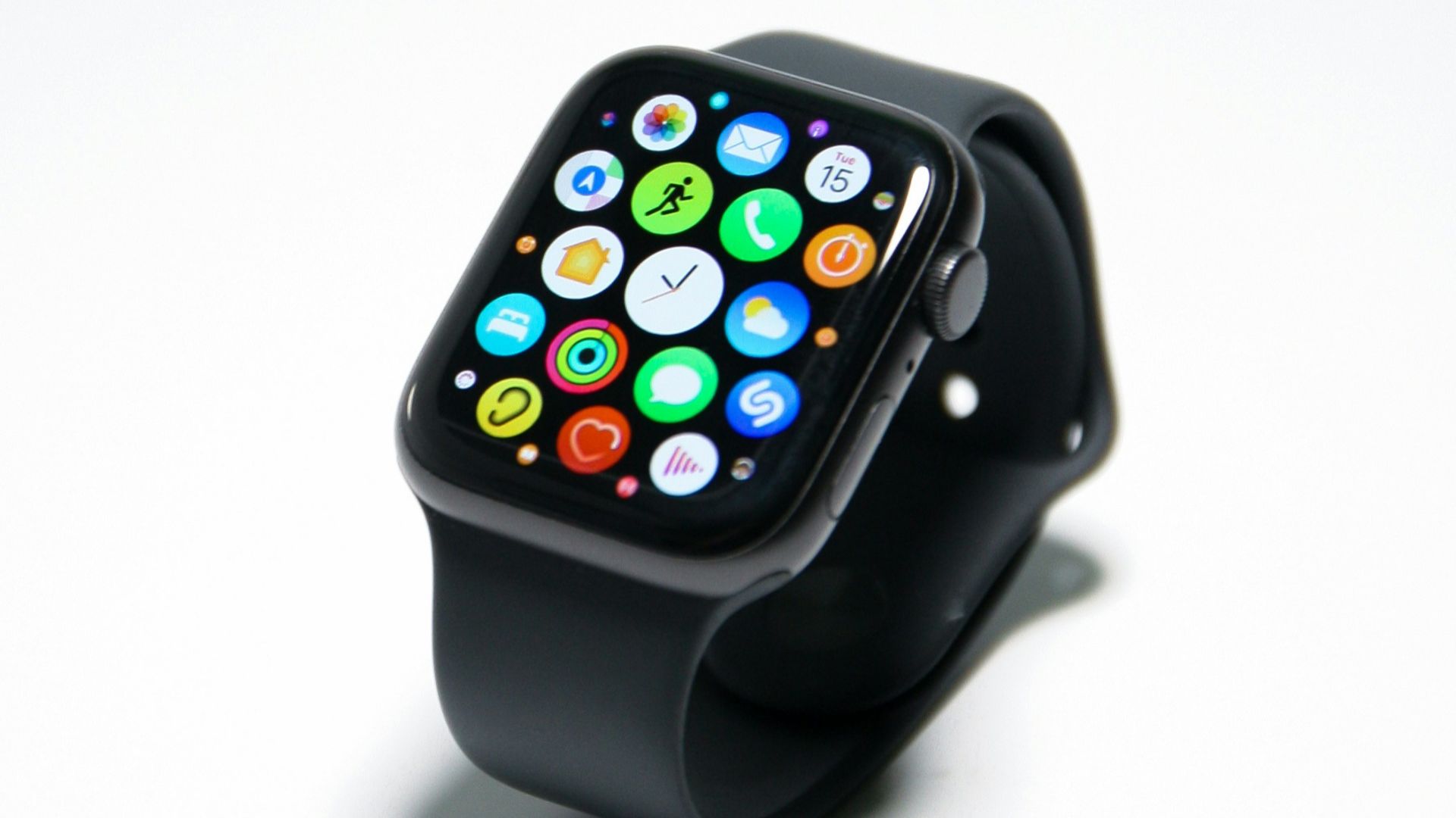black smart watch with white background