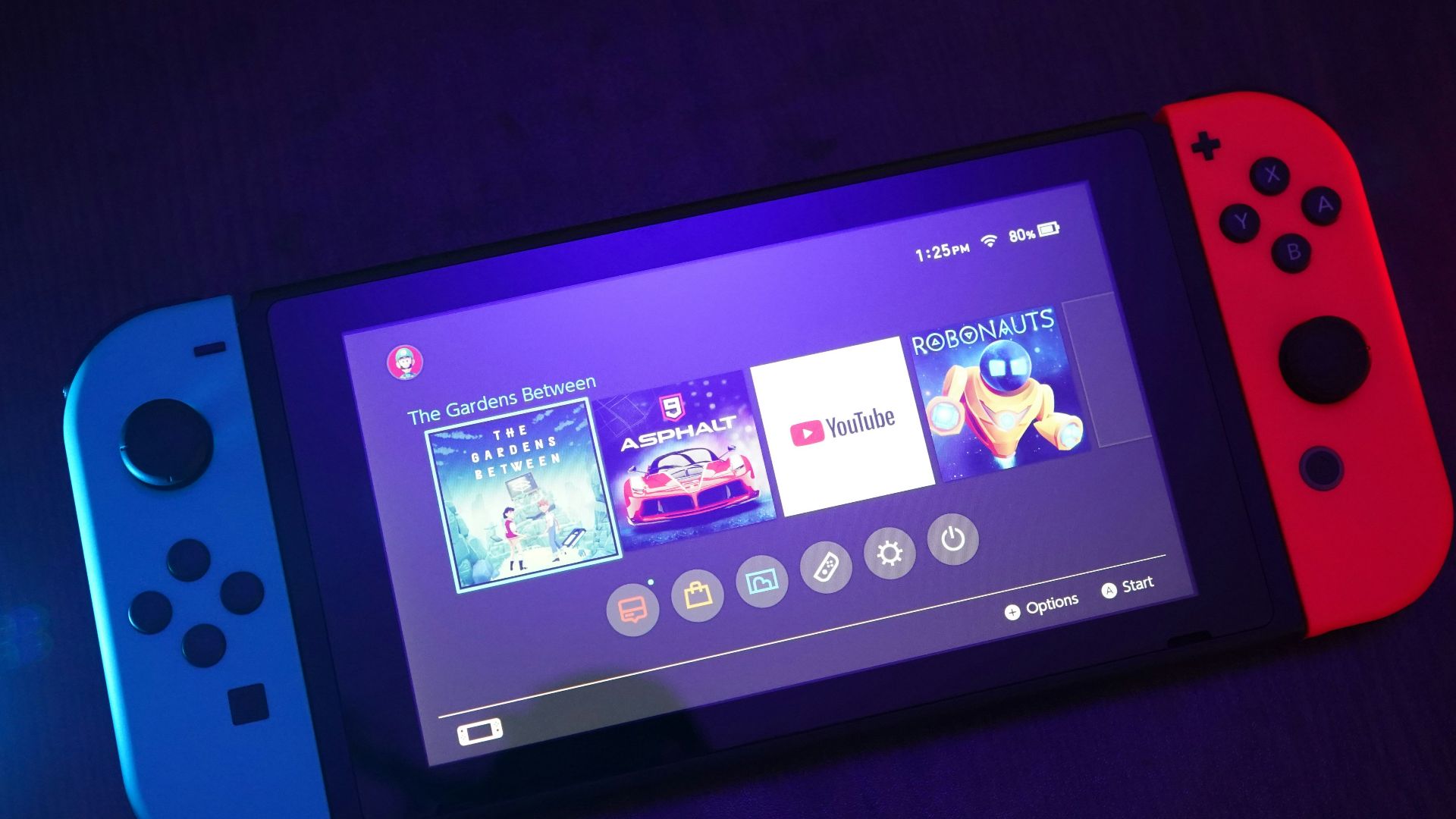Nintendo Switch console turned on with Joy-Con controls