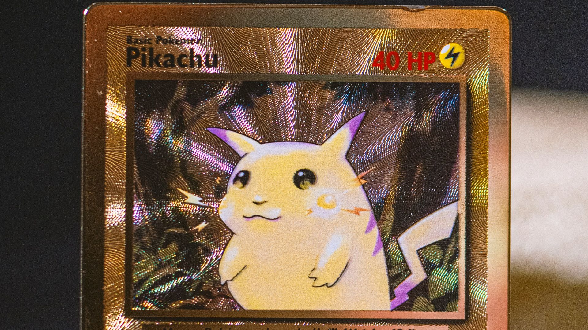 a pokemon card sitting on top of a table