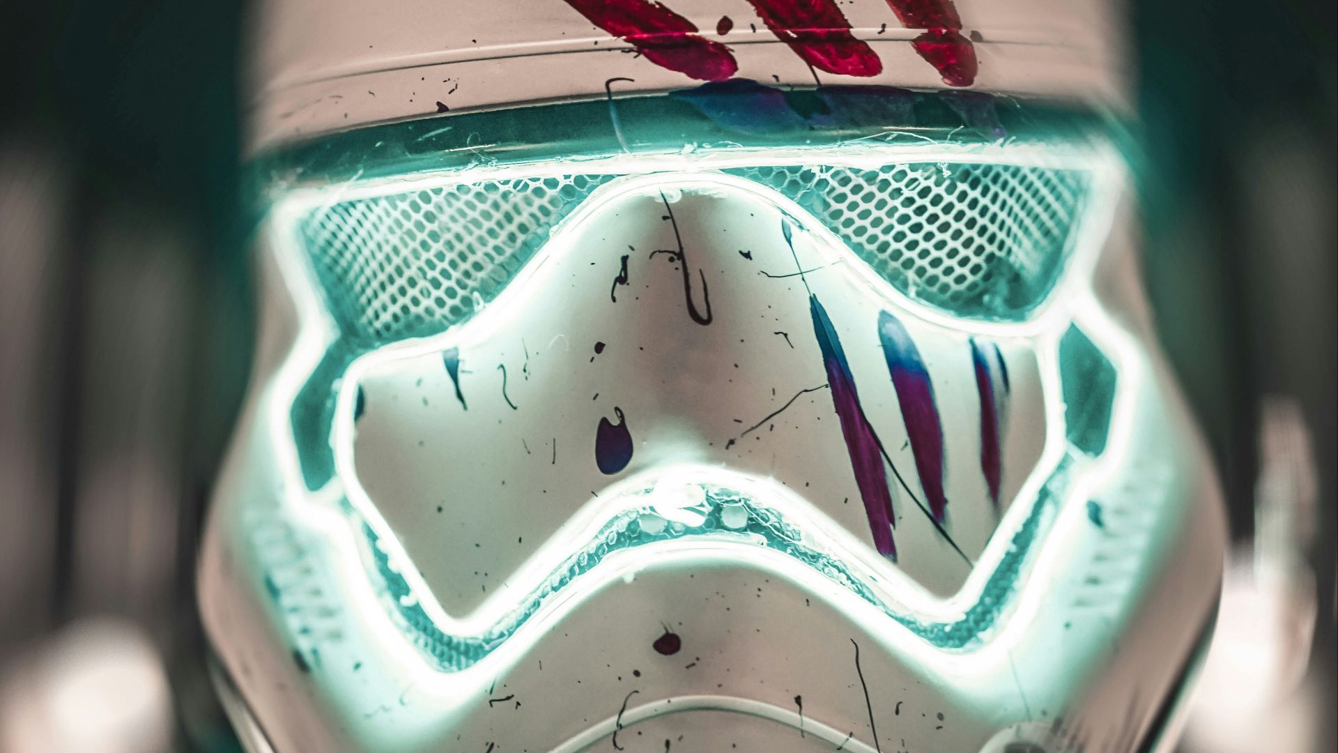 blue red and white mask