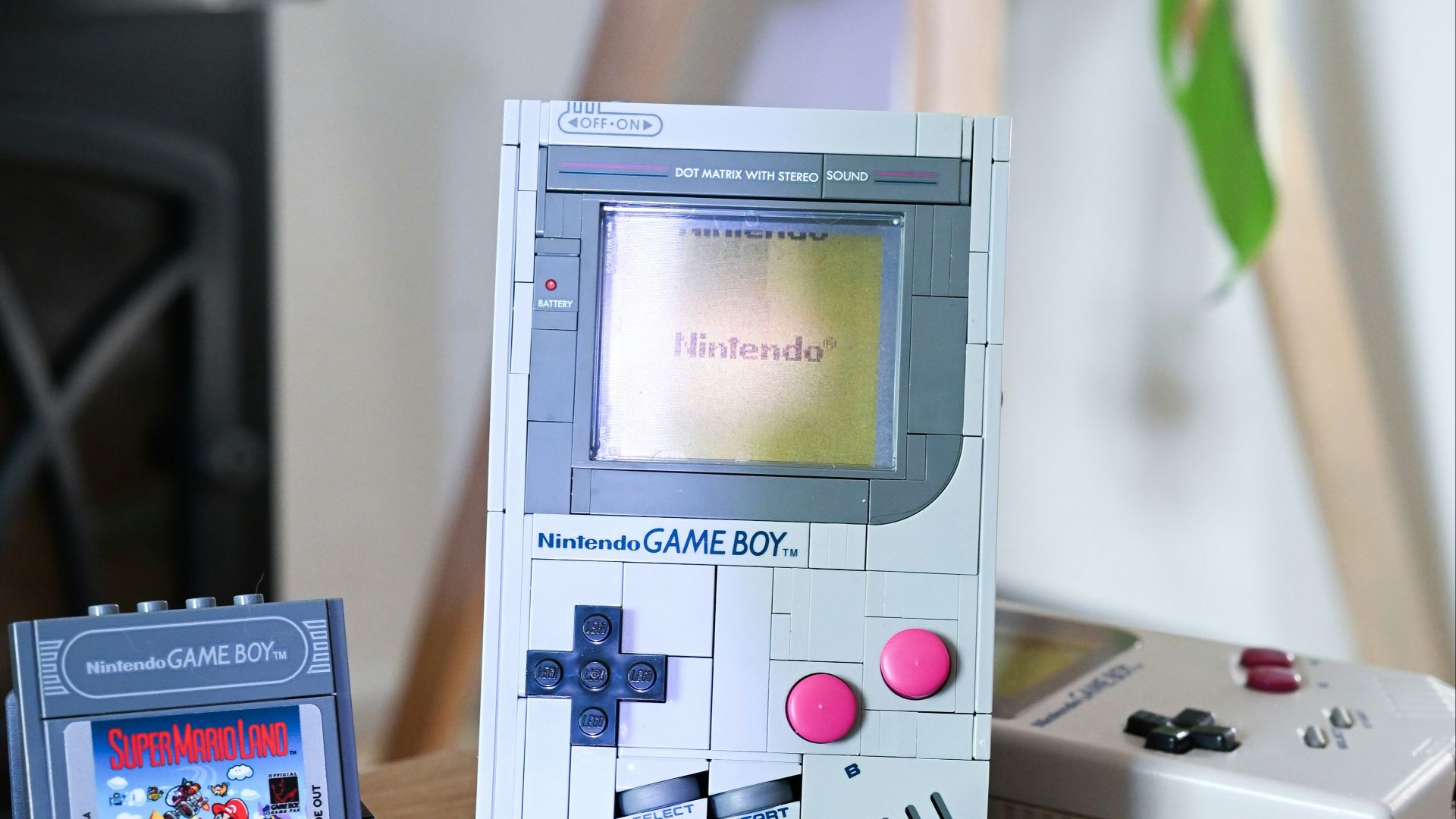 Nintendo game boy console and cartridges on-screen display