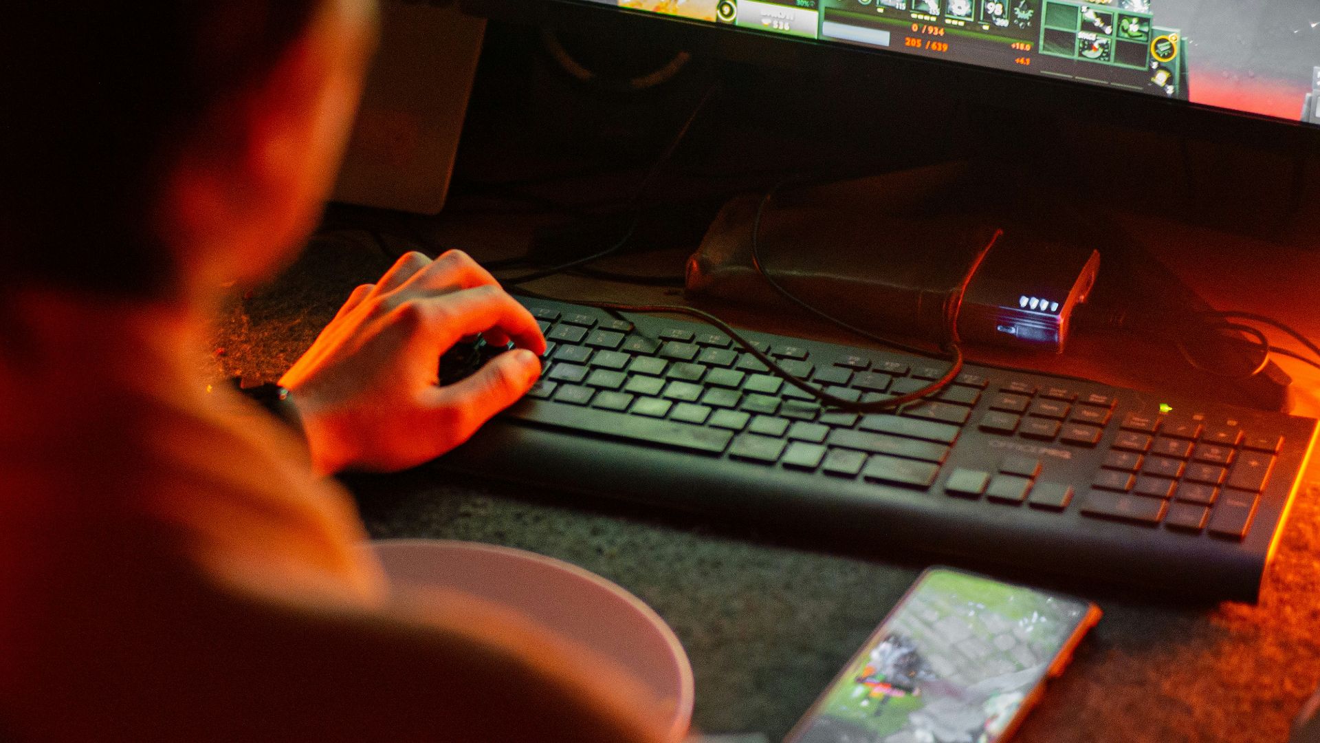 A man playing a video game on his computer