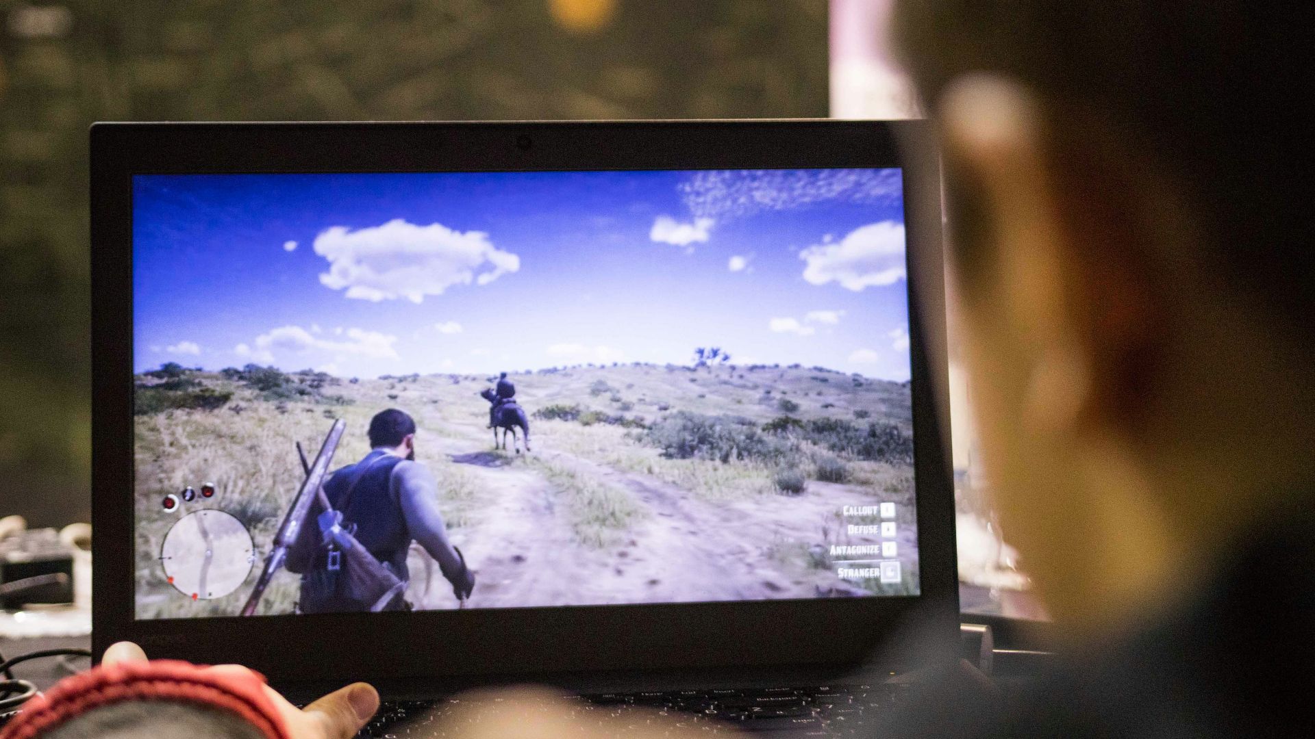 a person holding a camera