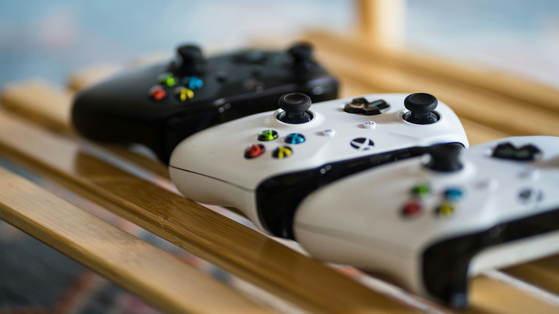 a group of game controllers