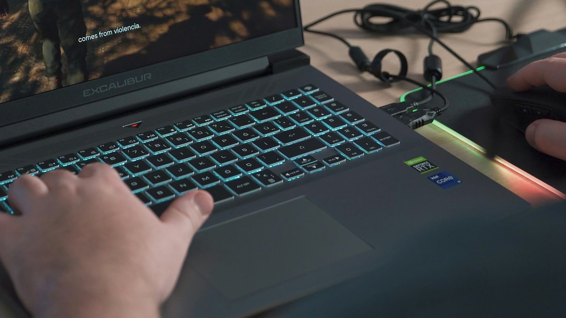 a person playing a video game on a laptop