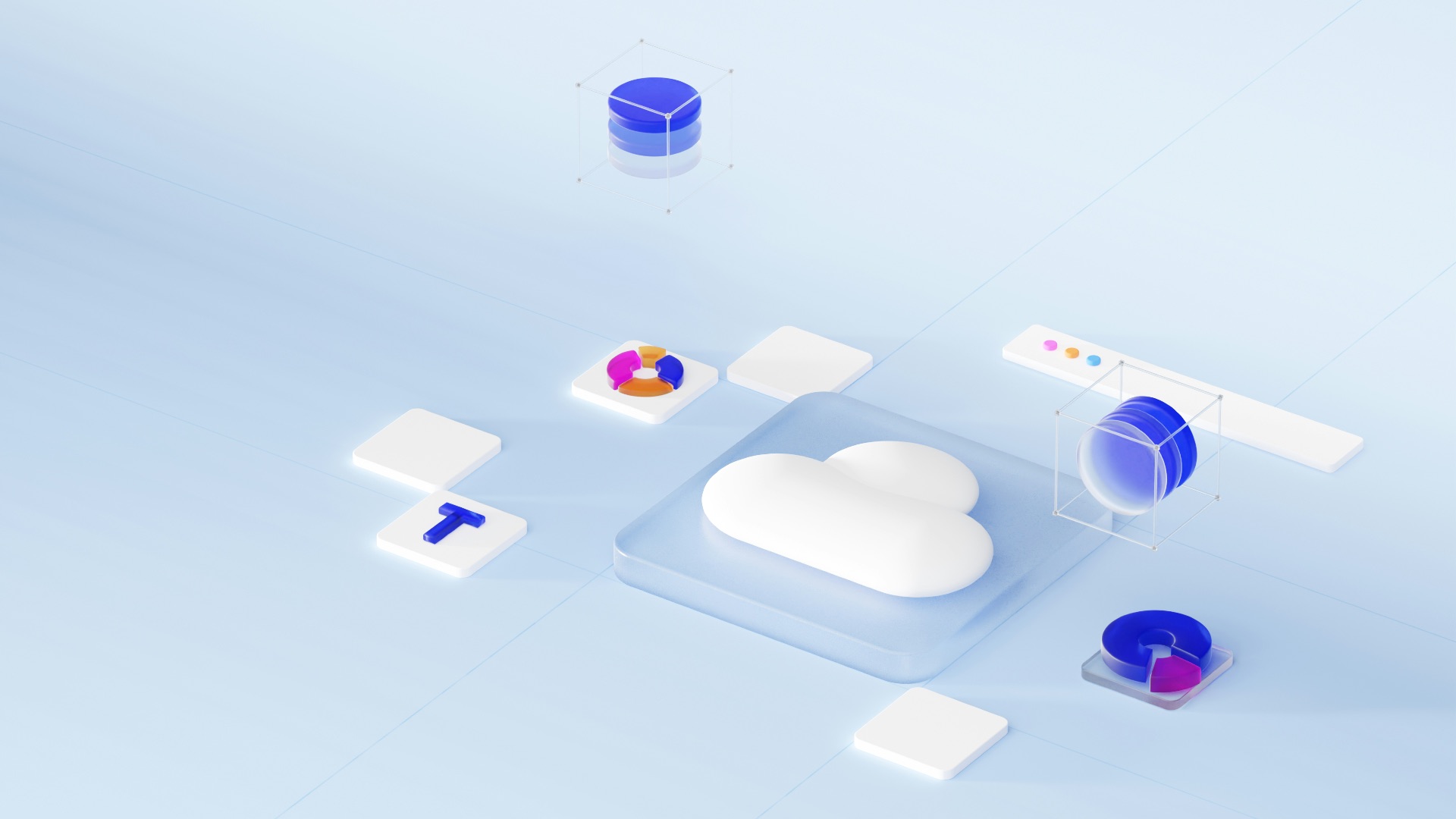 a computer screen with a cloud shaped object on top of it