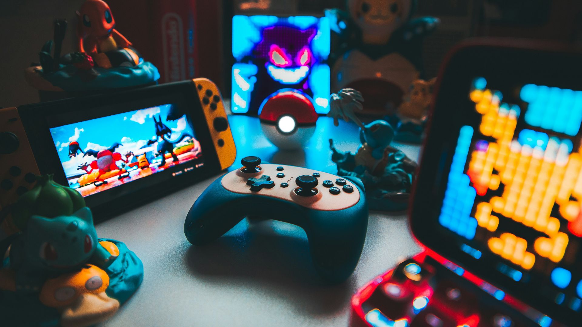 a group of toys on a table