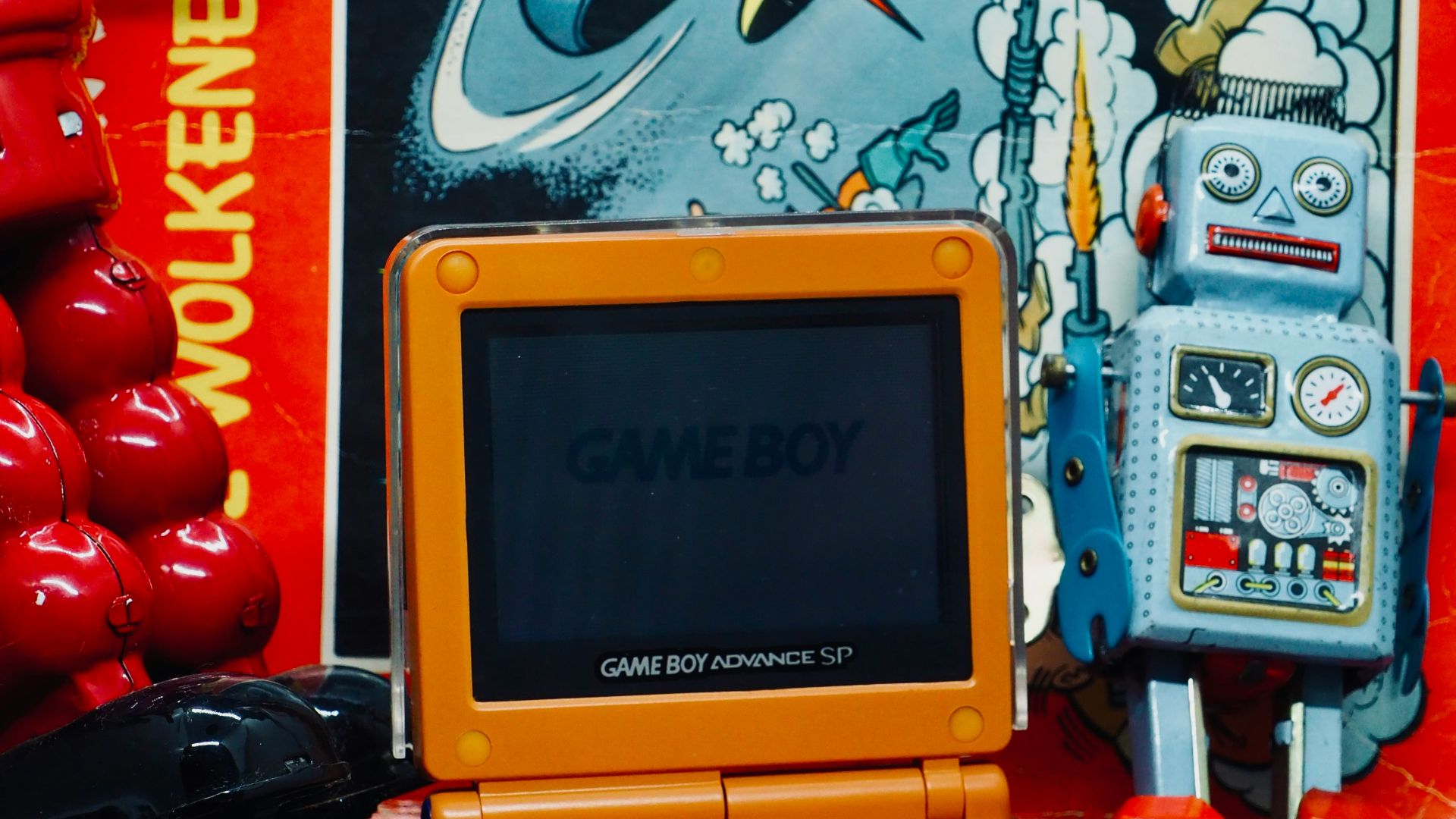 a yellow computer on a table