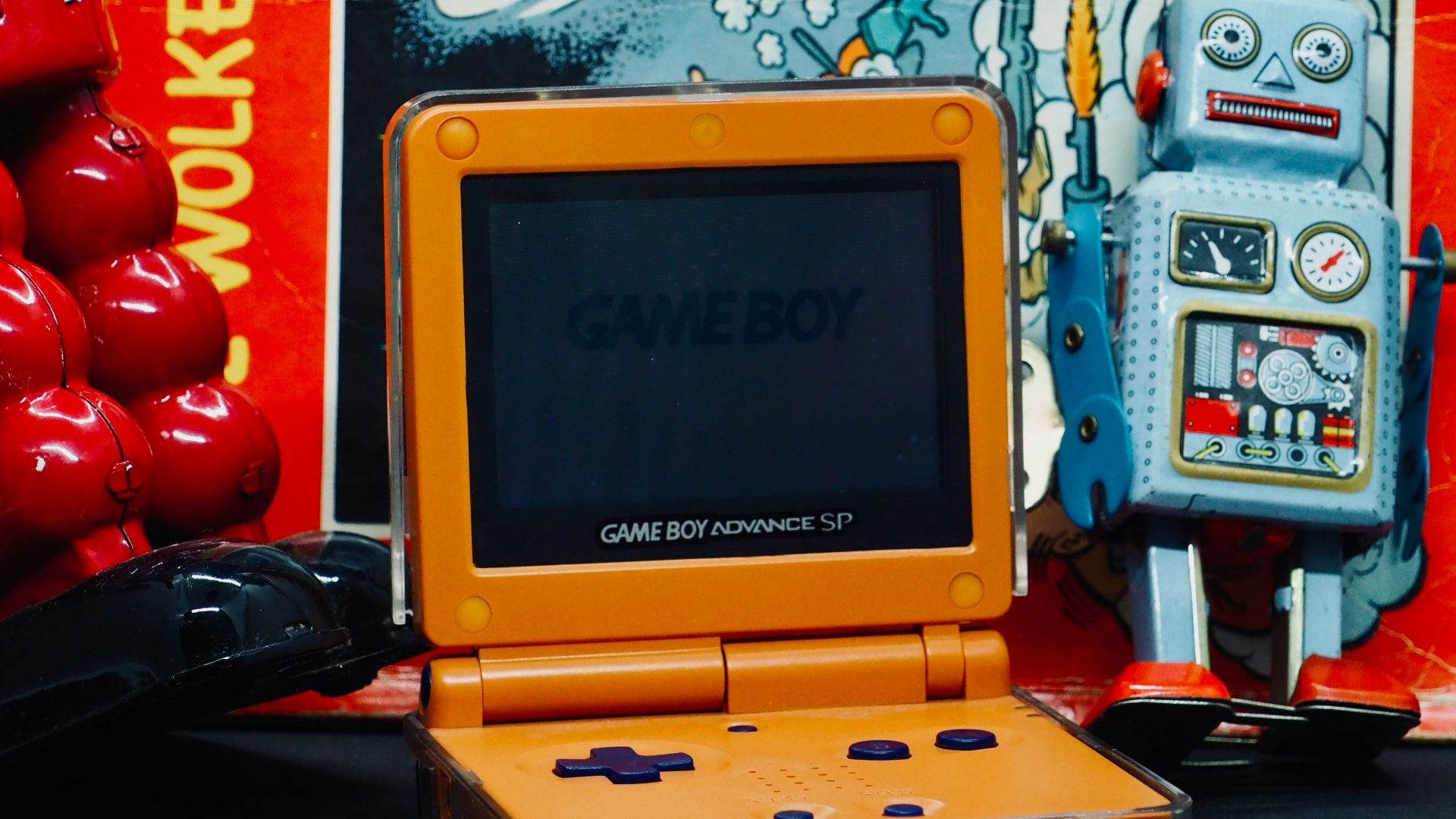 a yellow computer on a table
