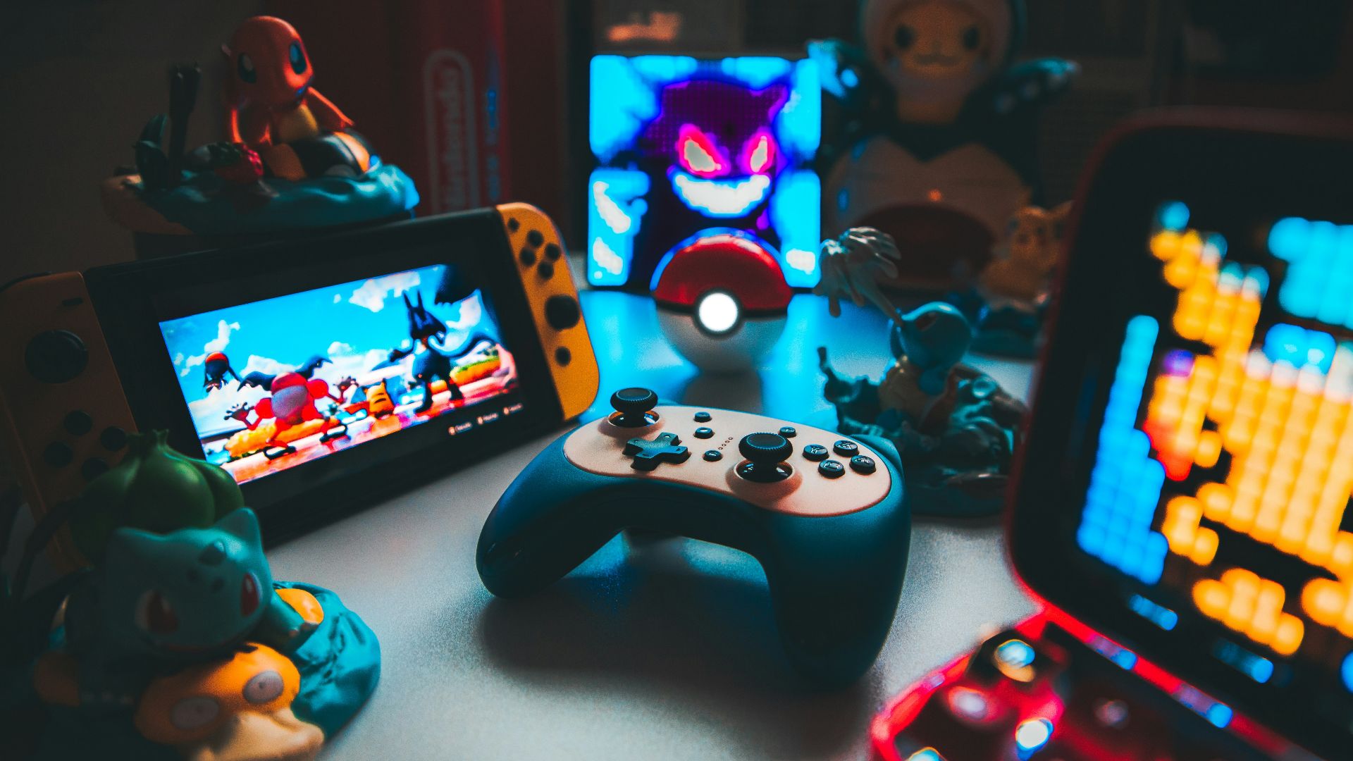 a group of toys on a table