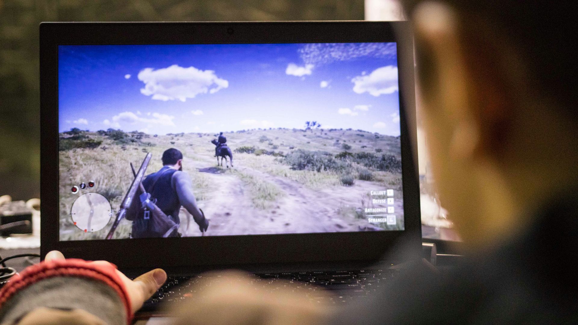 a person holding a camera