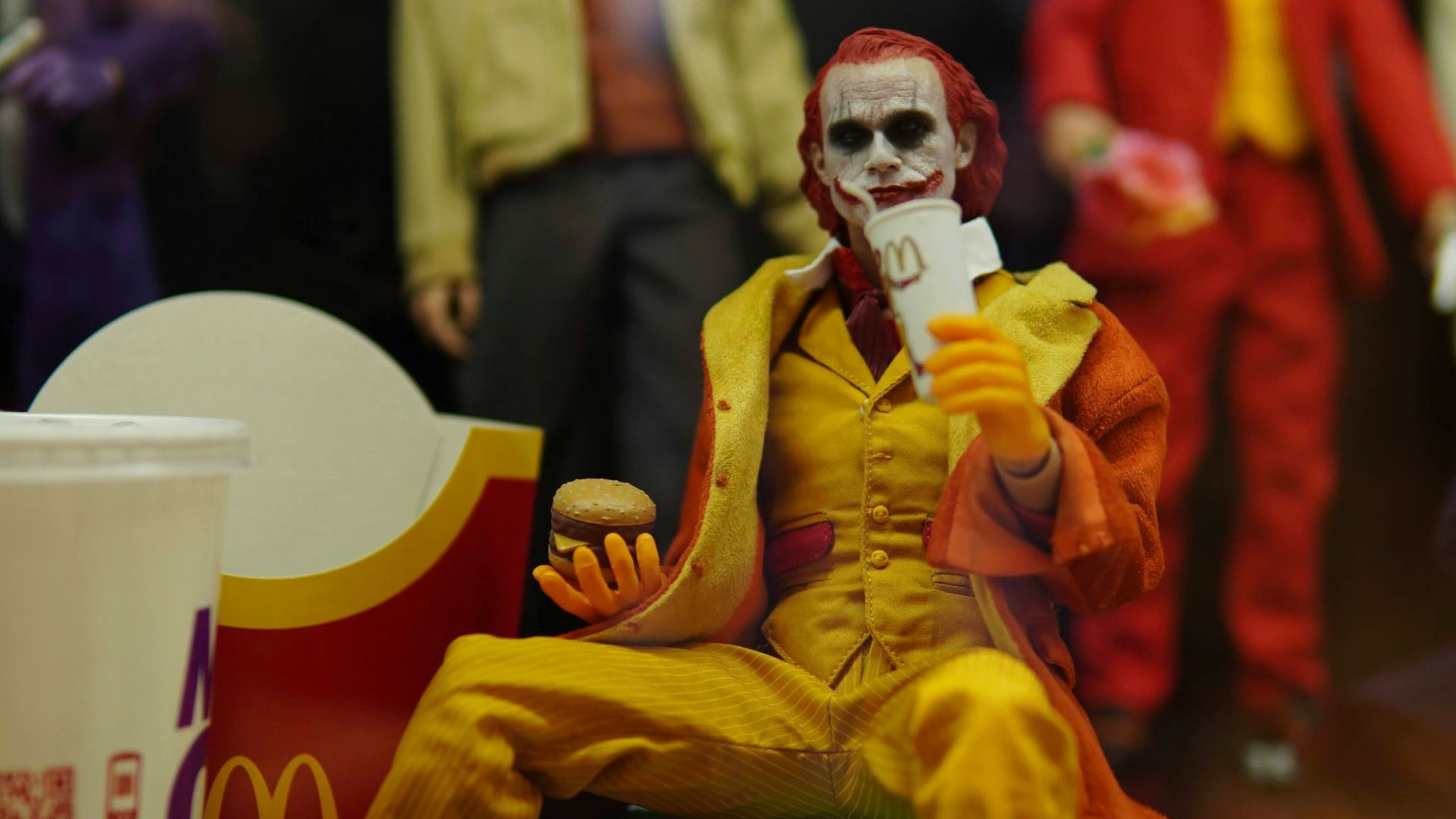 a group of toy figures sitting on top of a table