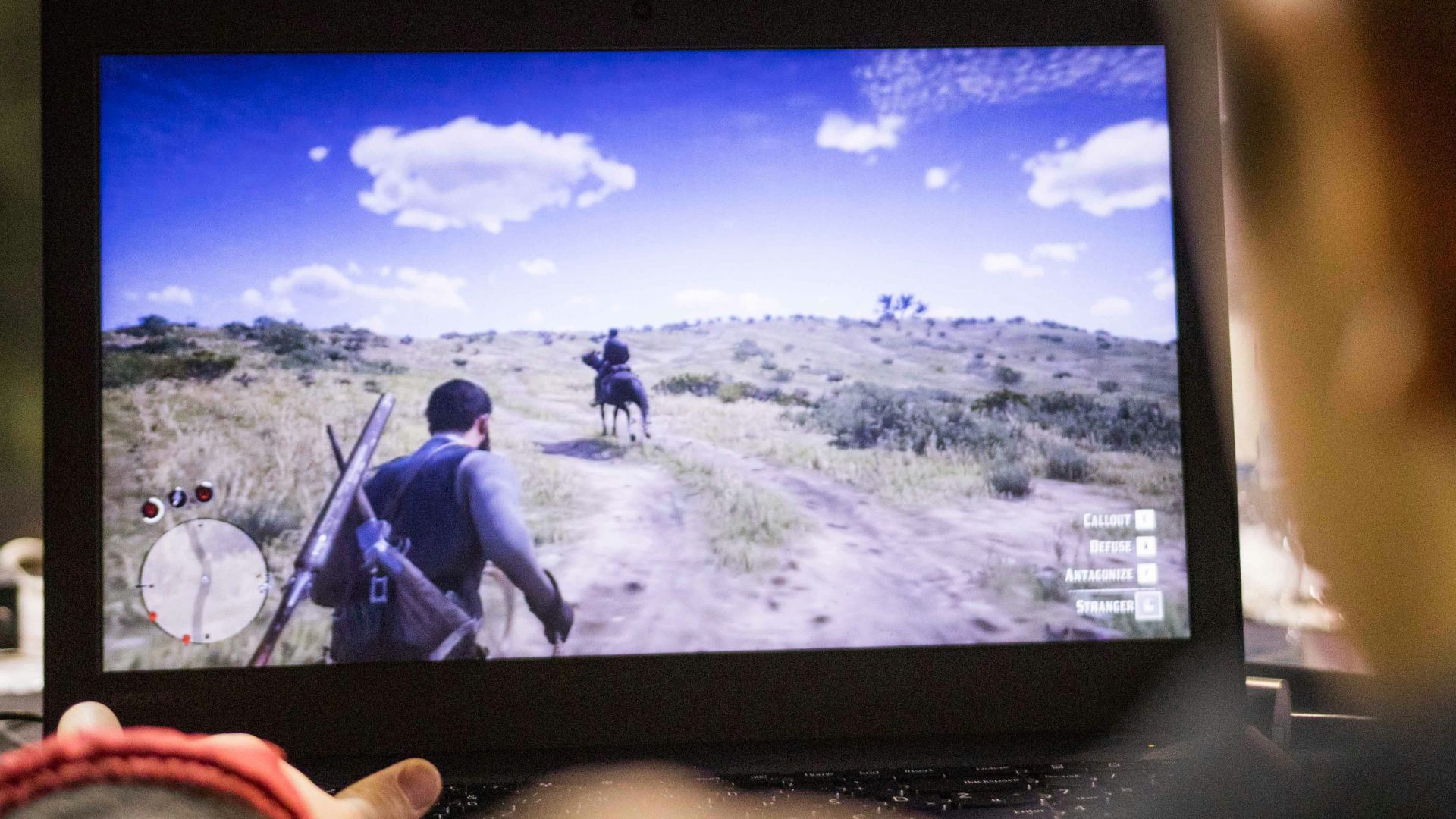 a person holding a camera