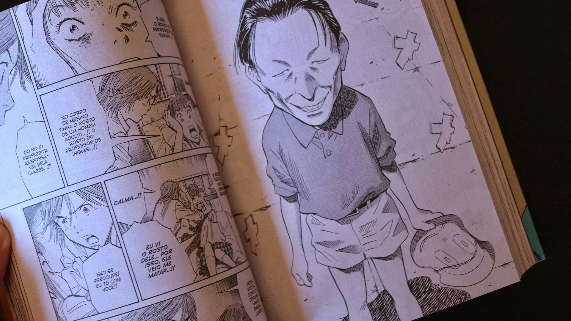 Manga panel showing a man with exaggerated features.