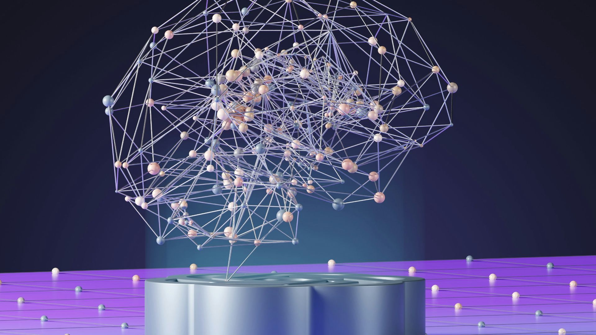 an abstract image of a sphere with dots and lines