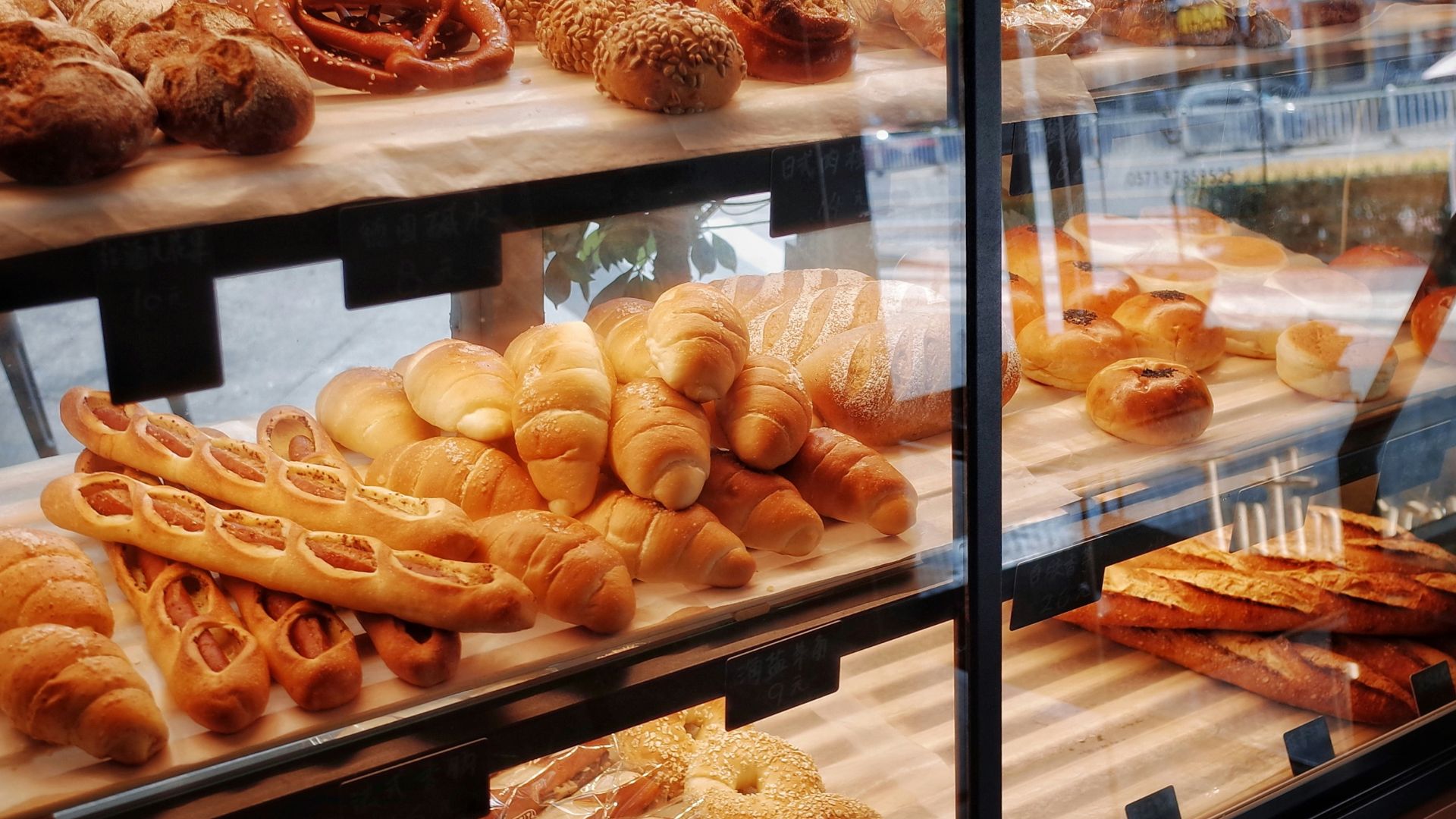 breads in display shelf