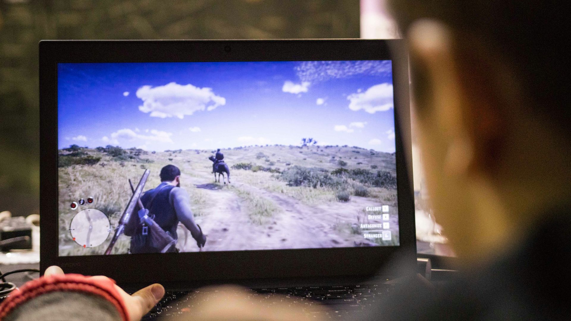 a person holding a camera