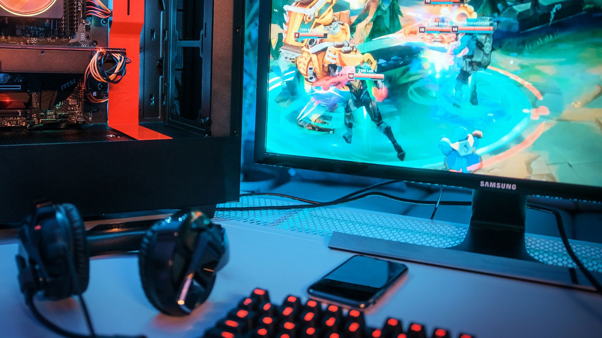 a computer with a couple of monitors