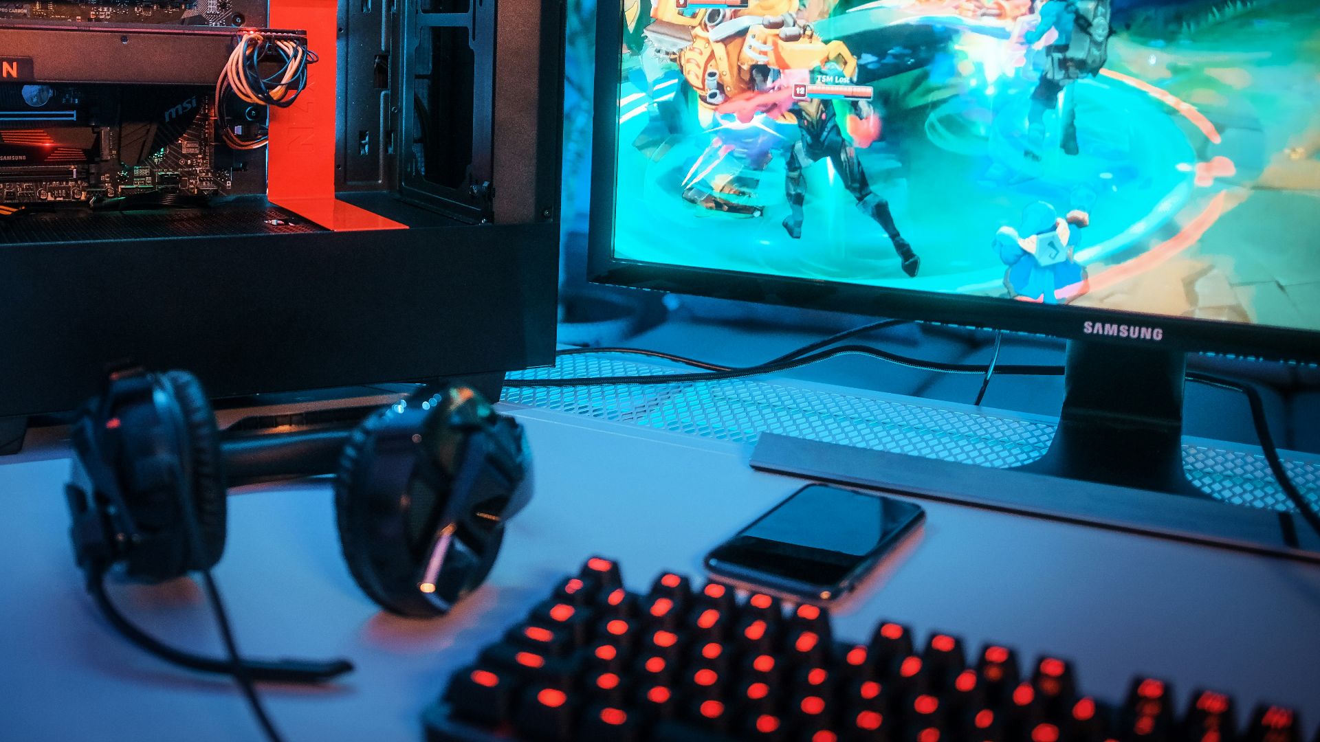 a computer with a couple of monitors